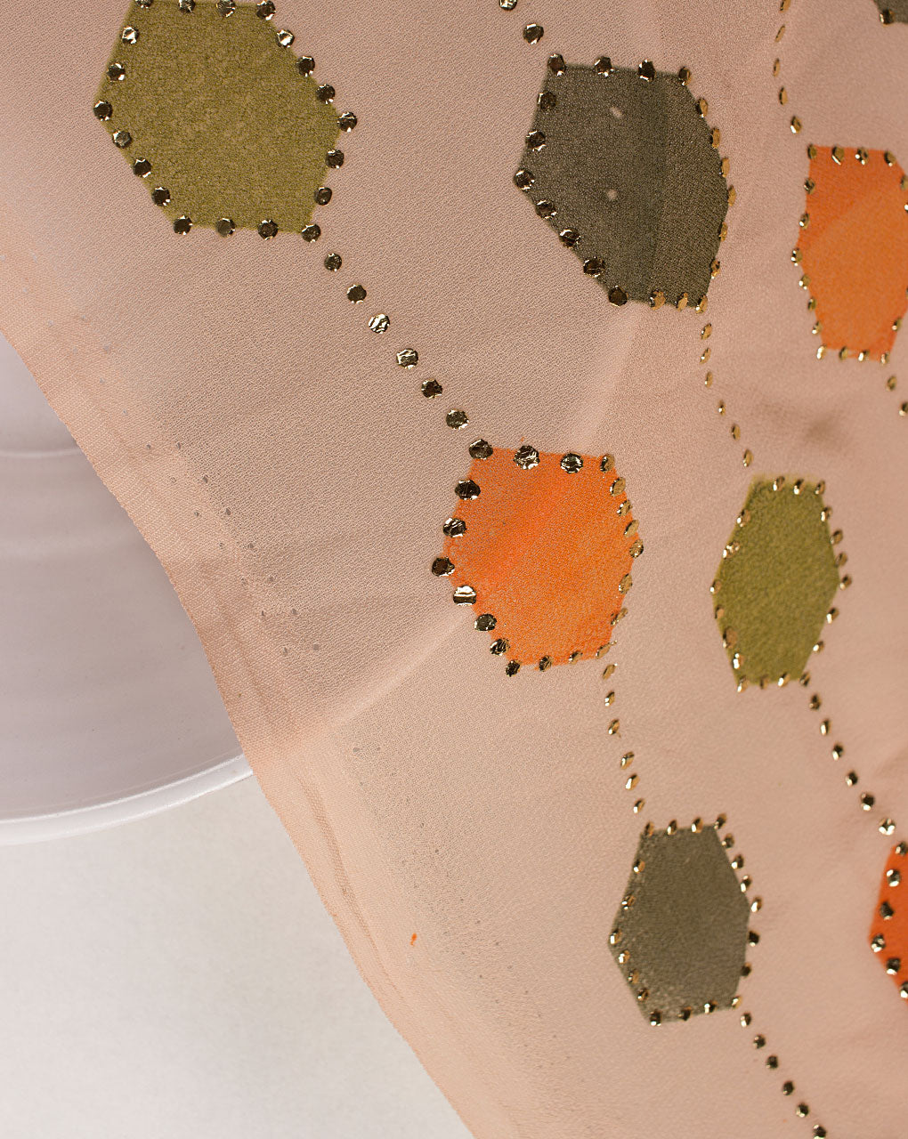 ( Pre Cut 90 CM ) Foil Mukesh Work Georgette Fabric