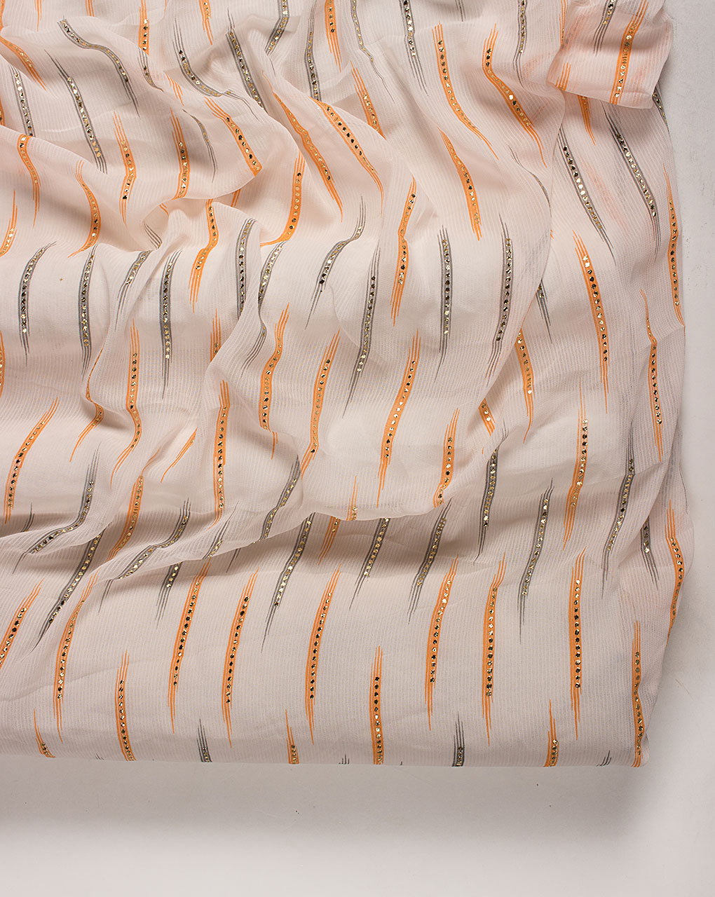 ( Pre Cut 1.75 MTR ) Foil Mukesh Work Georgette Fabric