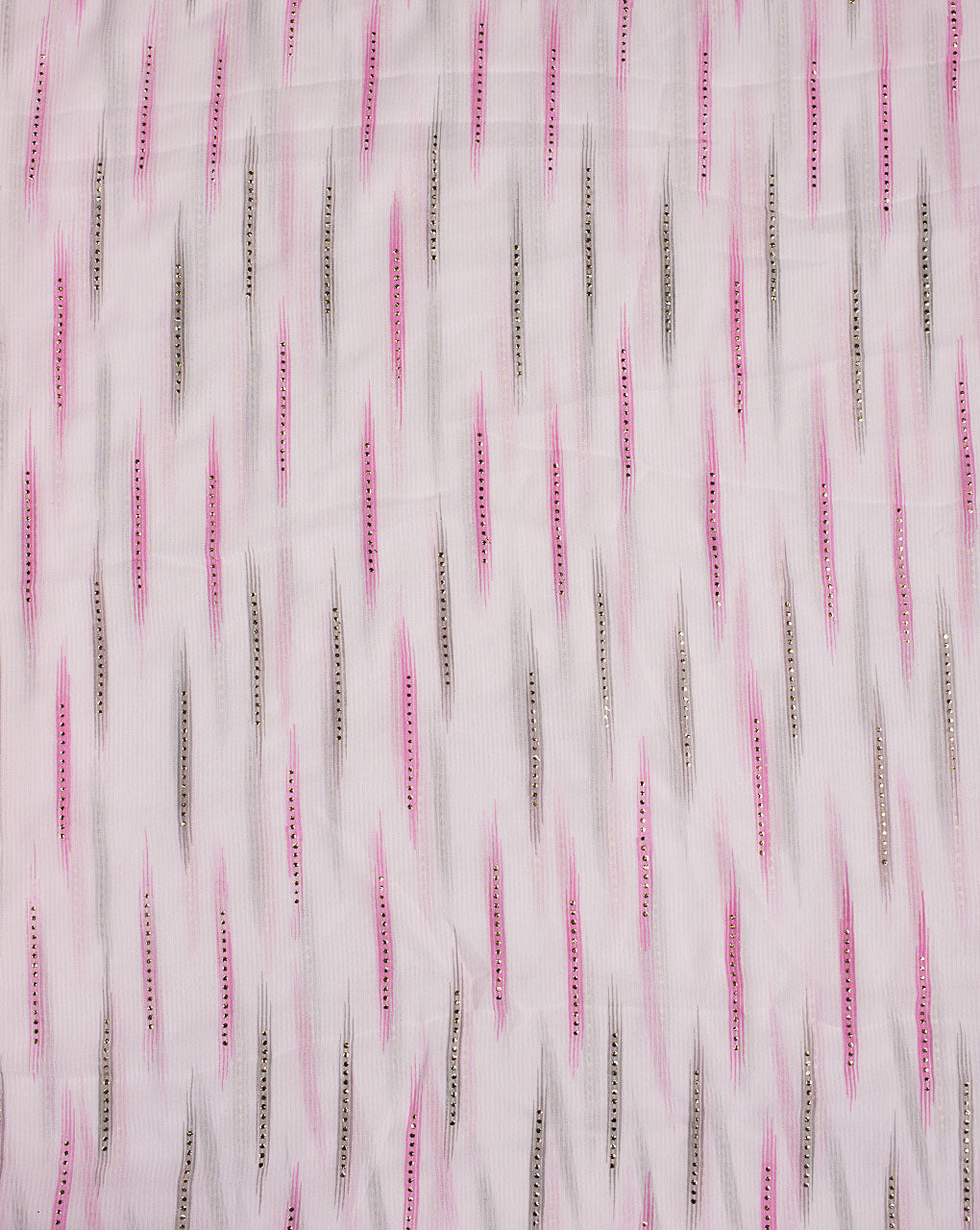( Pre Cut 55 CM ) Foil Mukesh Work Georgette Fabric