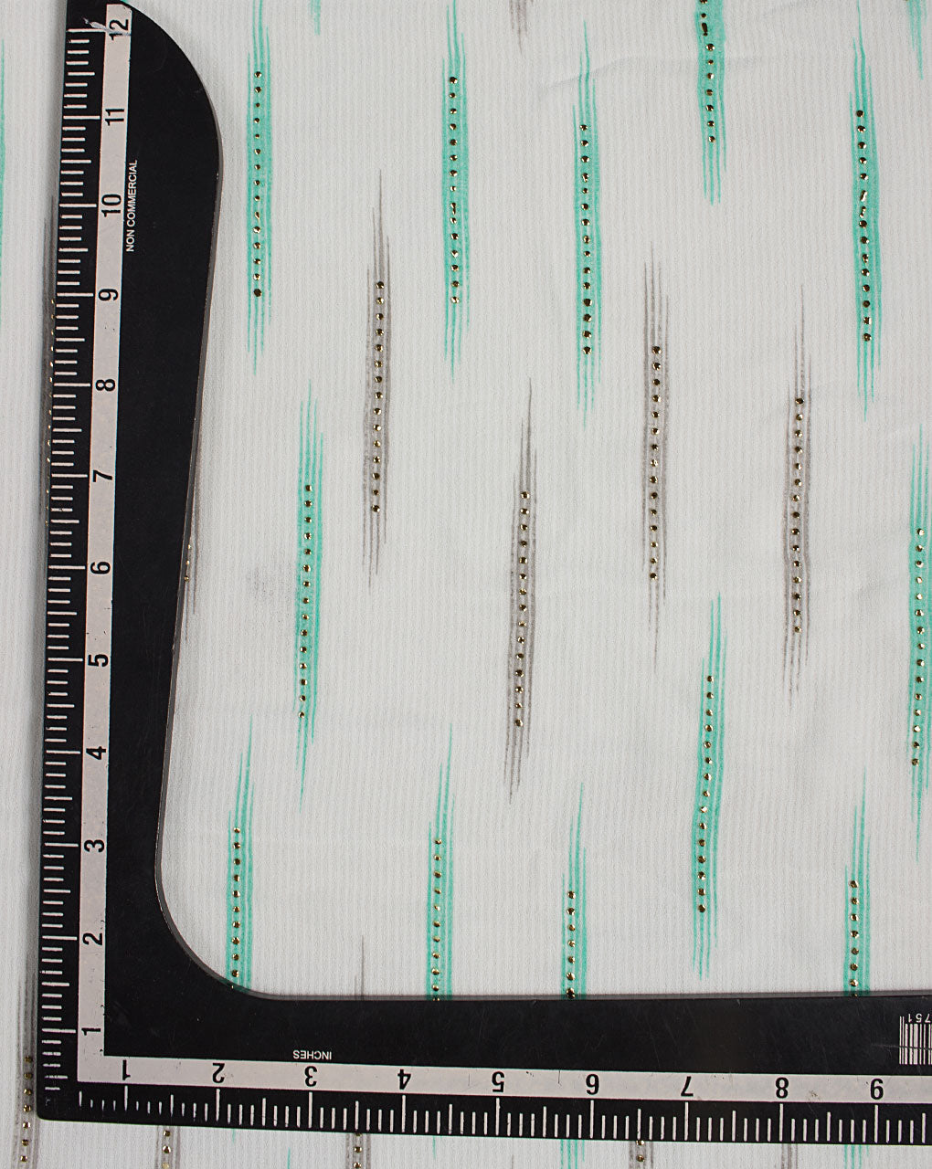 ( Pre Cut 65 CM ) Foil Mukesh Work Georgette Fabric