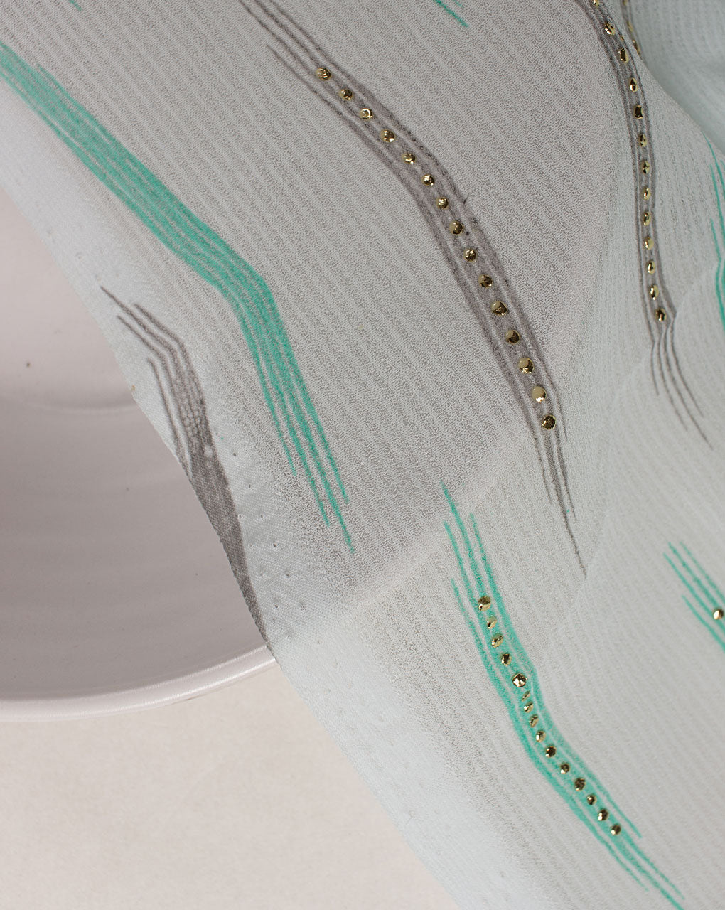 ( Pre Cut 50 CM ) Foil Mukesh Work Georgette Fabric