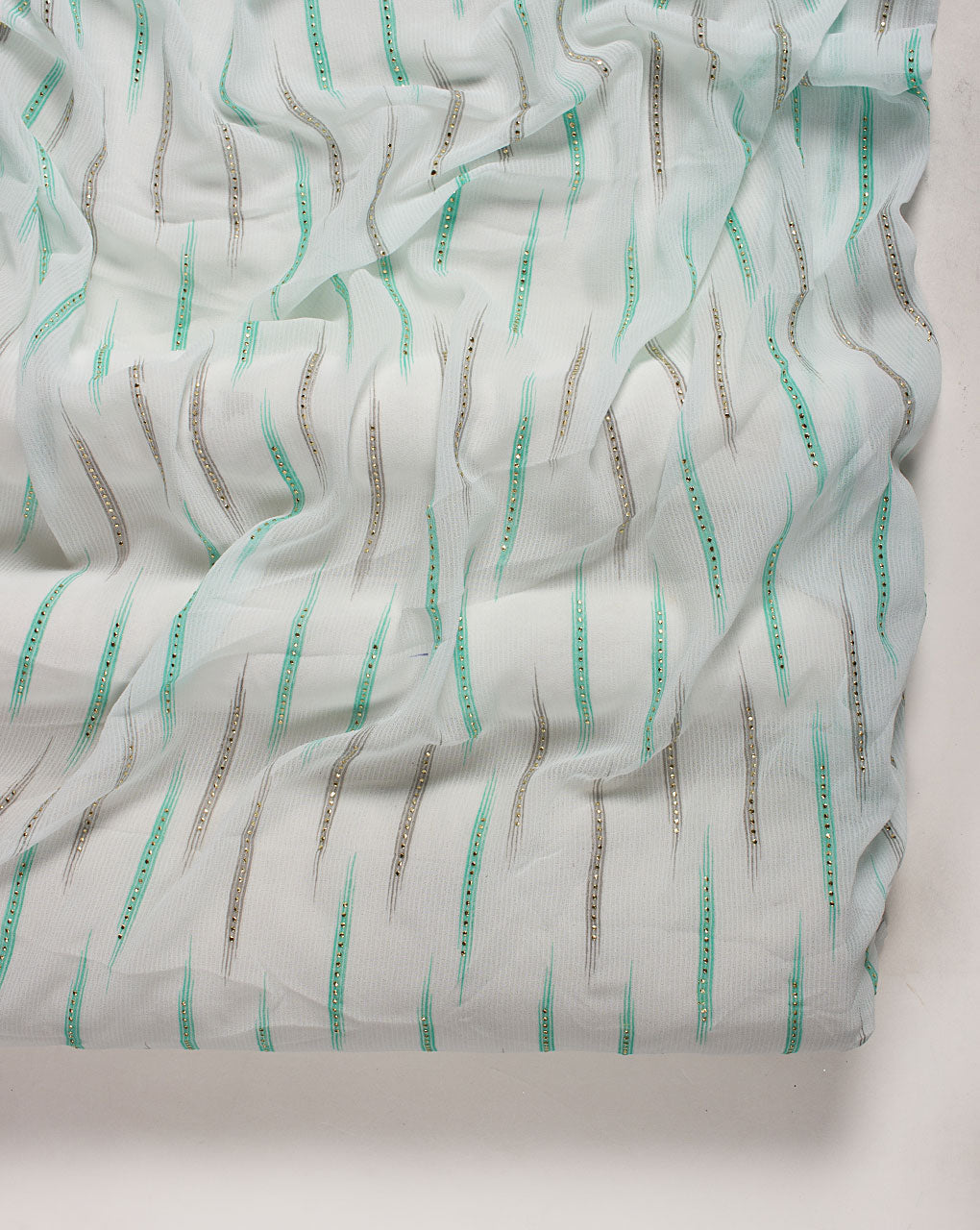 ( Pre Cut 1 MTR ) Foil Mukesh Work Georgette Fabric