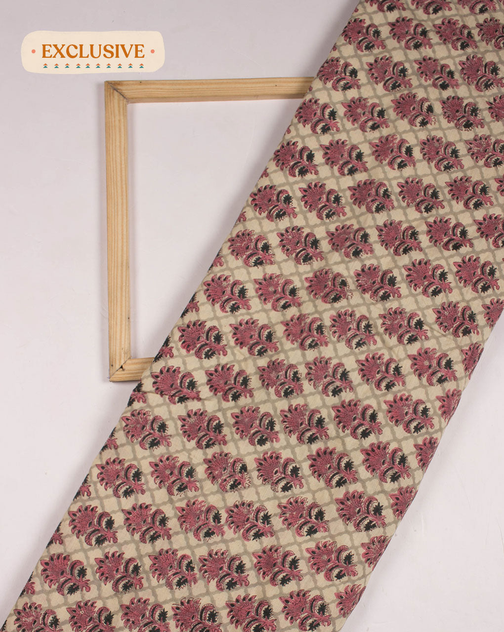 Booti Exclusive Design Hand Block Munga Silk Fabric - Fabriclore.com