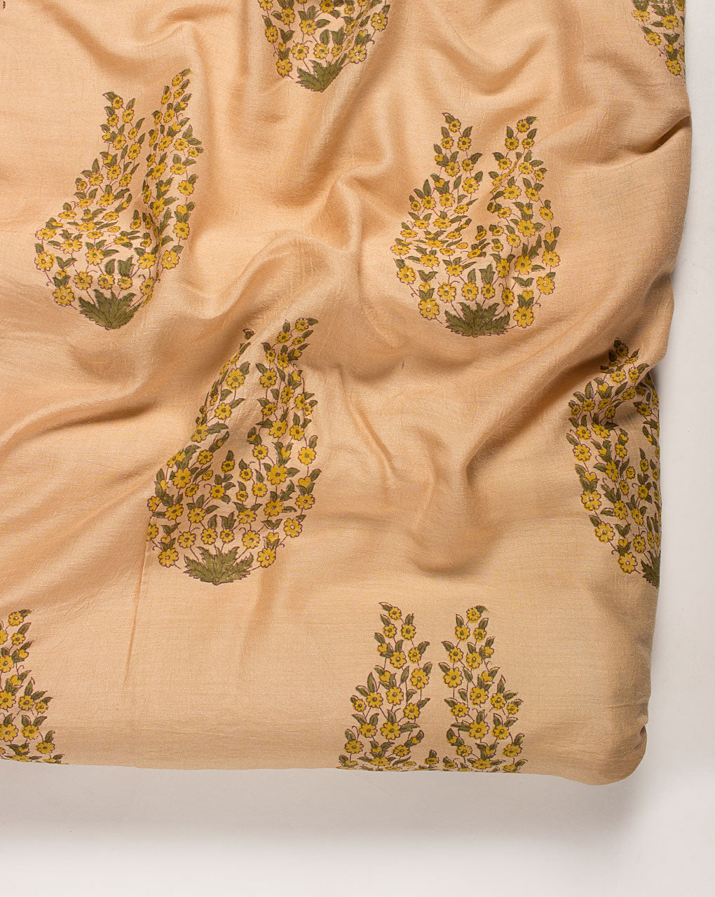 ( Pre Cut 1 MTR ) Exclusive Hand Block Pure Munga Silk Fabric