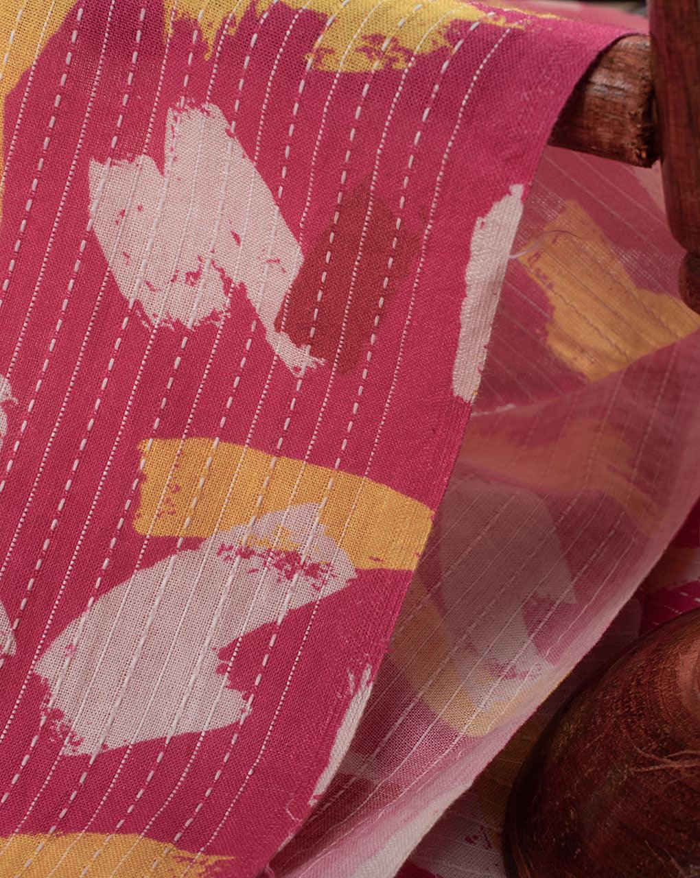 Abstract Digital Print Kantha Cotton Fabric - Fabriclore.com