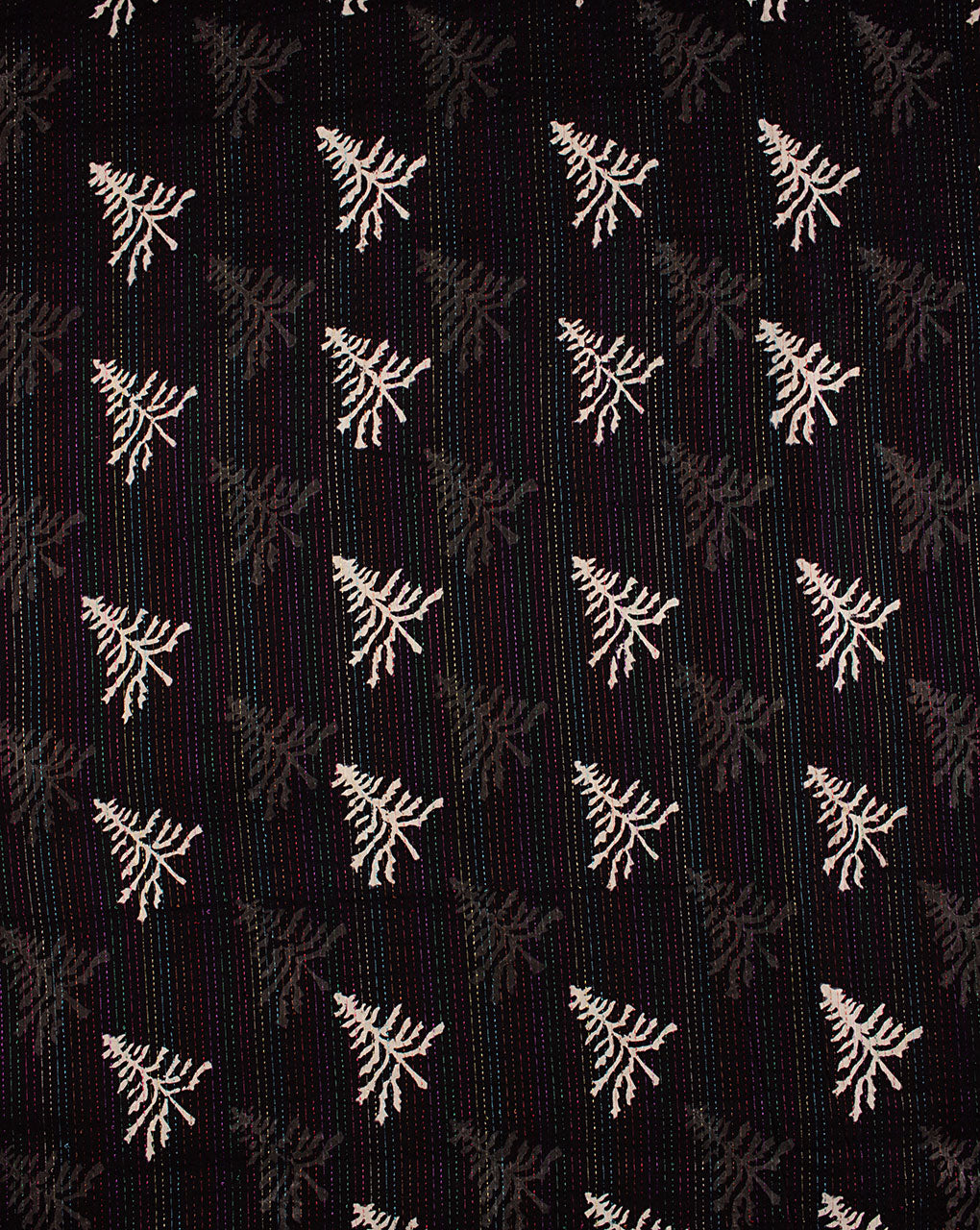 Tree Monochrome Hand Block Kantha Cotton Fabric - Fabriclore.com