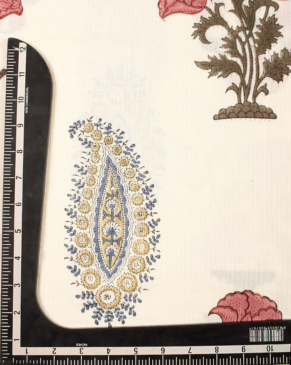 Mughal Floral Hand Block Kantha Cotton Fabric - Fabriclore.com