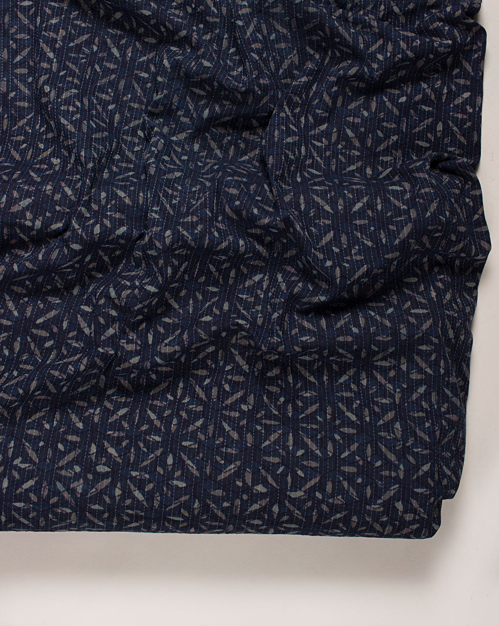 ( Pre Cut 1.25 MTR ) Indigo Hand Block Kantha Cotton Fabric