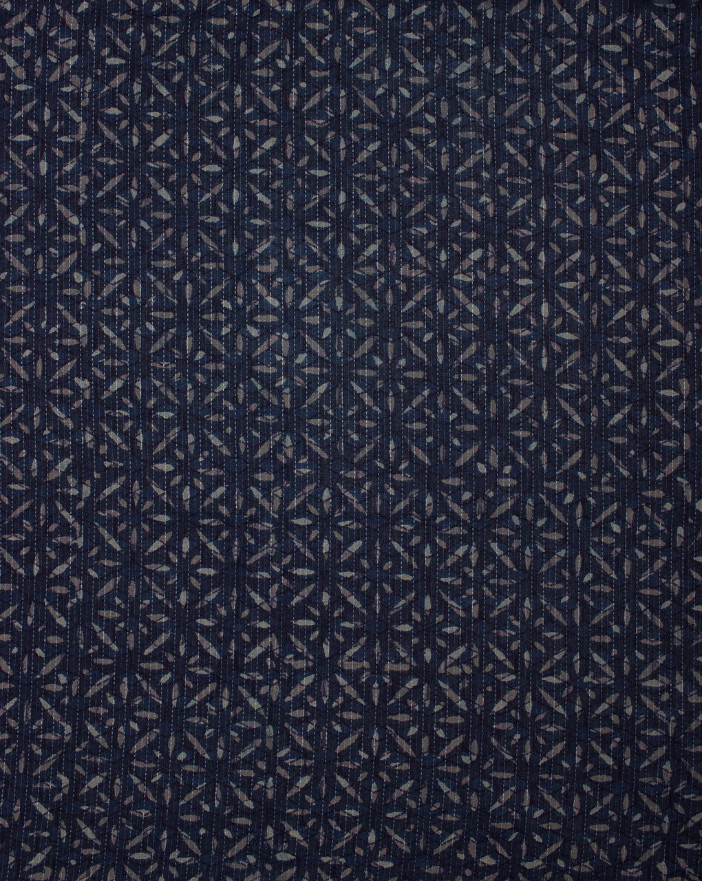 ( Pre Cut 1.25 MTR ) Indigo Hand Block Kantha Cotton Fabric