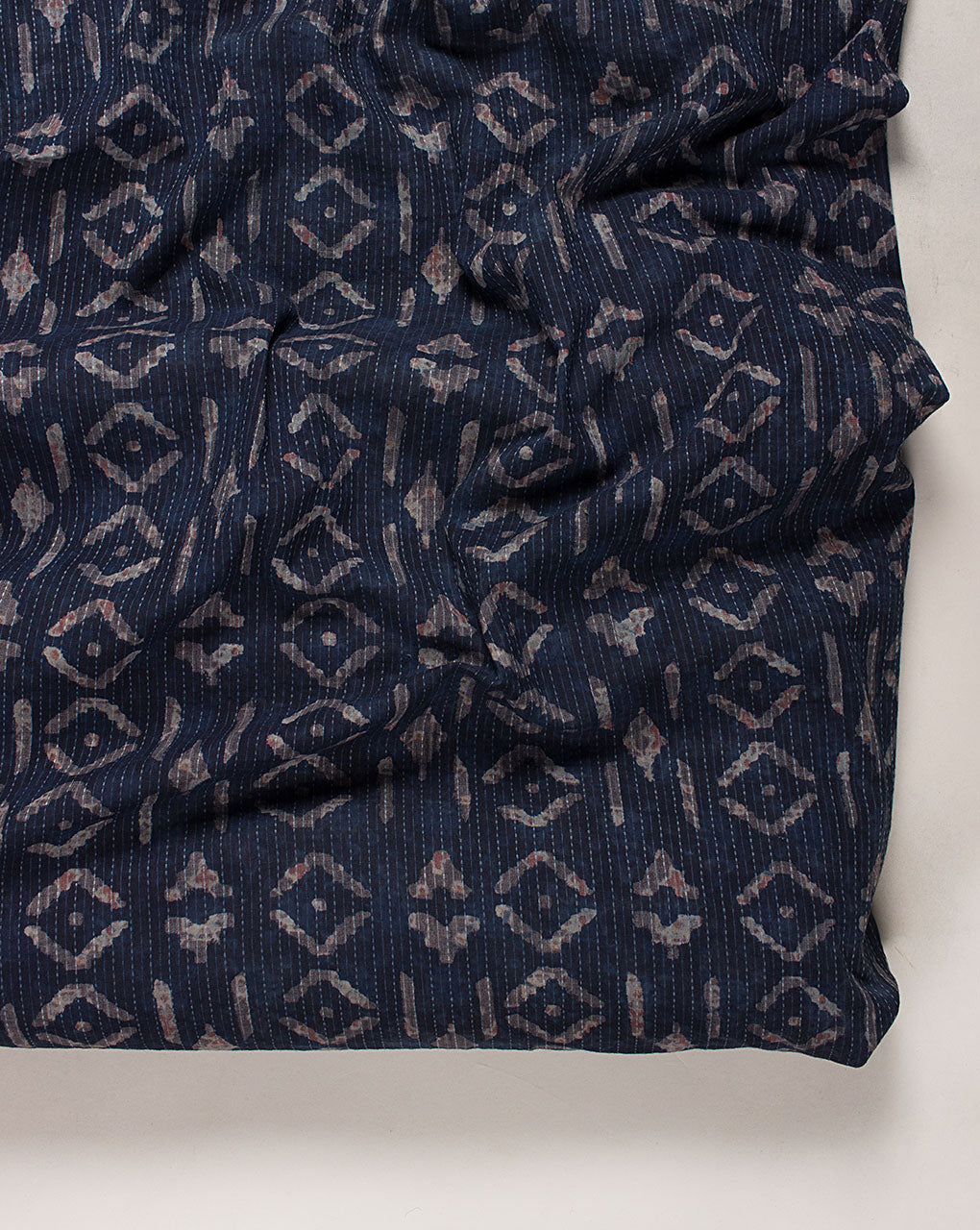 Indigo Hand Block Kantha Cotton Fabric