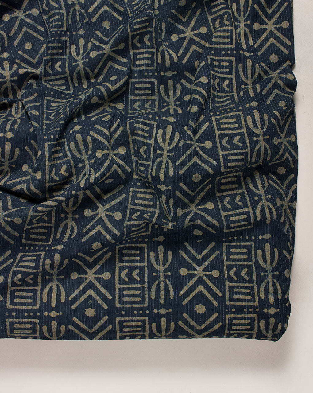 Indigo Hand Block Kantha Cotton Fabric