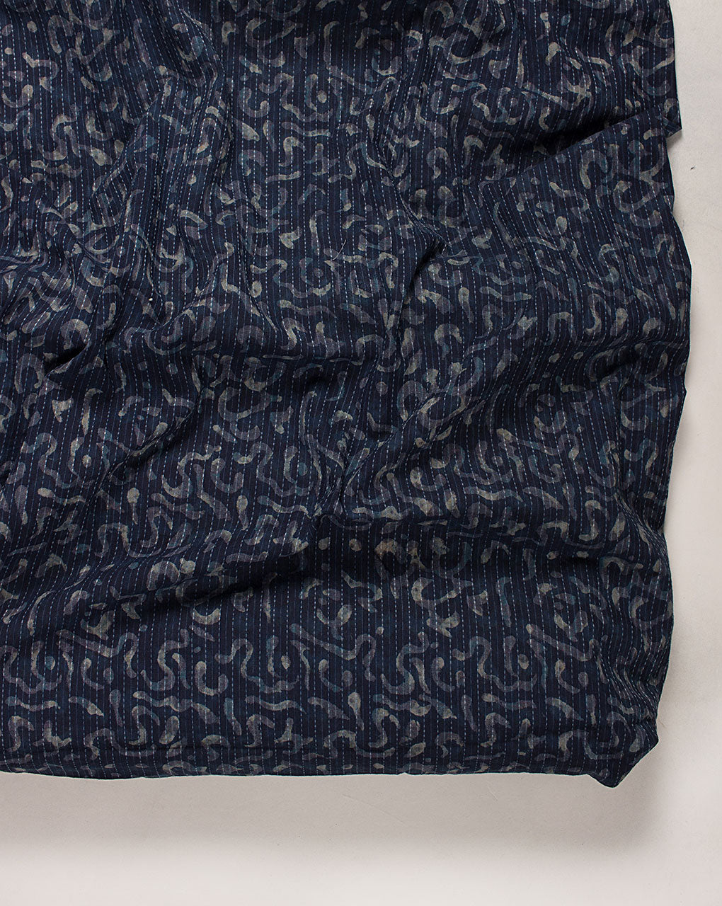 Indigo Hand Block Kantha Cotton Fabric