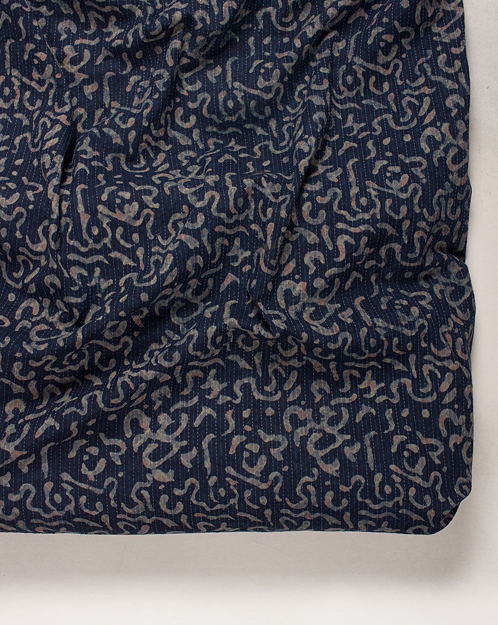 Indigo Hand Block Kantha Cotton Fabric