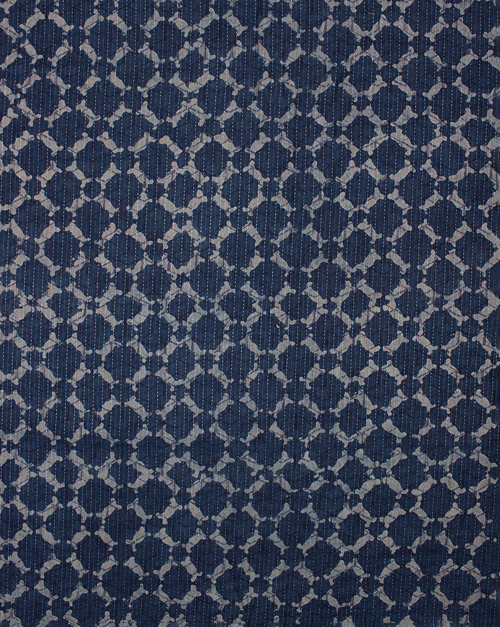 Indigo Hand Block Kantha Cotton Fabric