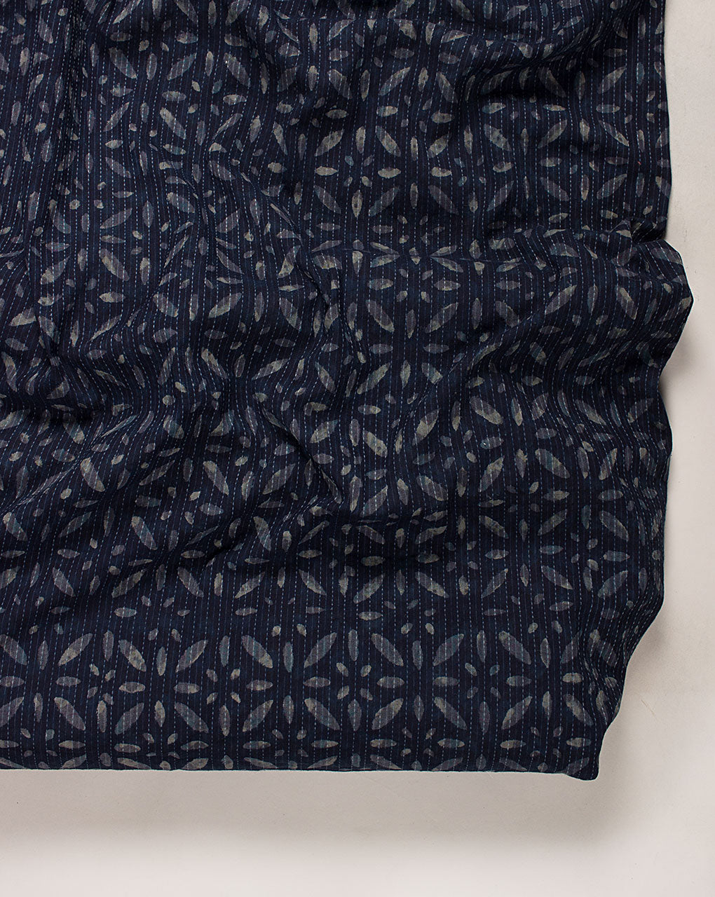 Indigo Hand Block Kantha Cotton Fabric