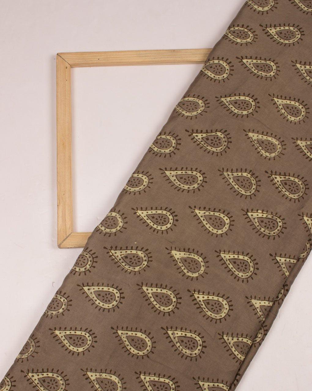 ( Pre-Cut 1 MTR ) Akola Hand Block Modal Satin Fabric - Fabriclore.com