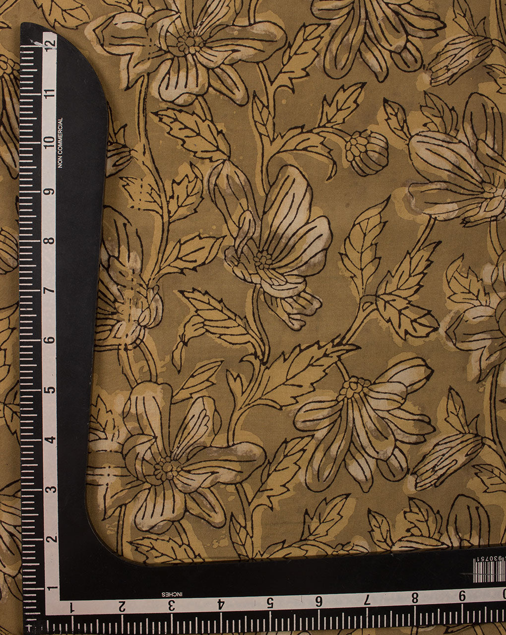 Brown Black Floral Pattern Hand Block Rayon Modal Fabric (Width 60 Inch ) - Fabriclore.com