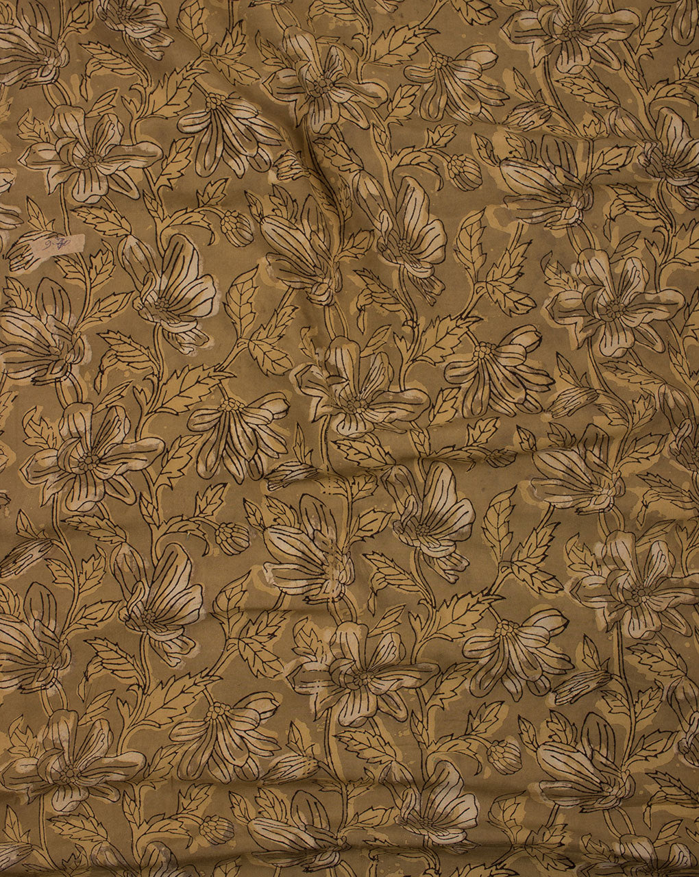 Brown Black Floral Pattern Hand Block Rayon Modal Fabric (Width 60 Inch ) - Fabriclore.com