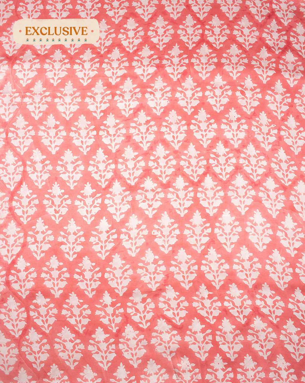 Floral Pink City Theme Hand Block Modal Satin Fabric - Fabriclore.com