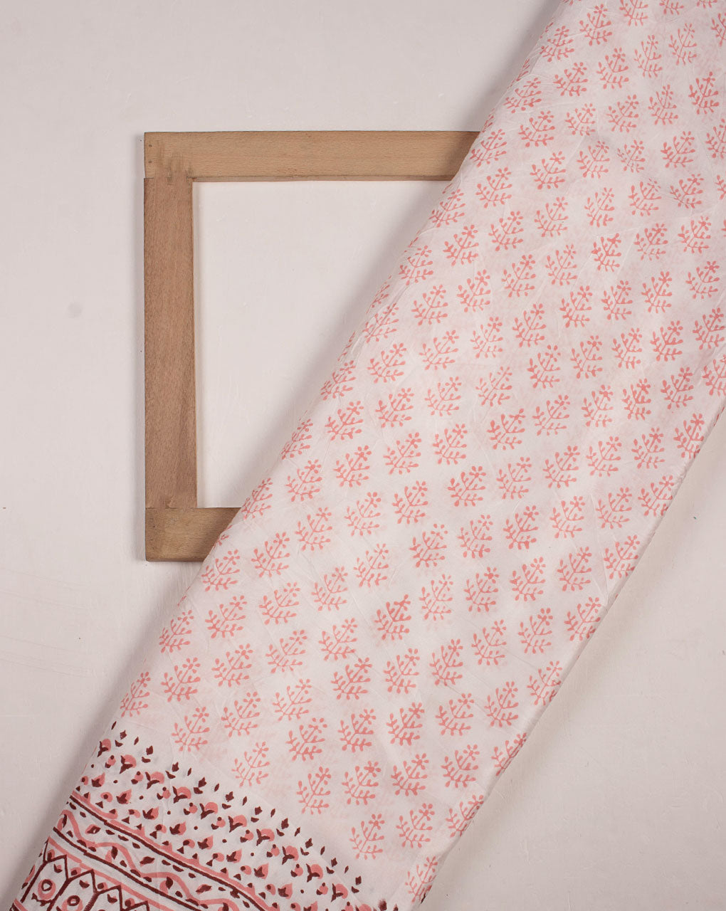 Pink City Theme Hand Block Modal Satin Fabric - Fabriclore.com