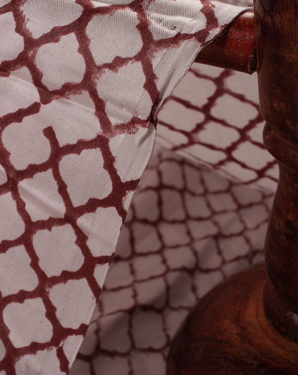 Trellis Pink City Theme Hand Block Modal Satin Fabric - Fabriclore.com