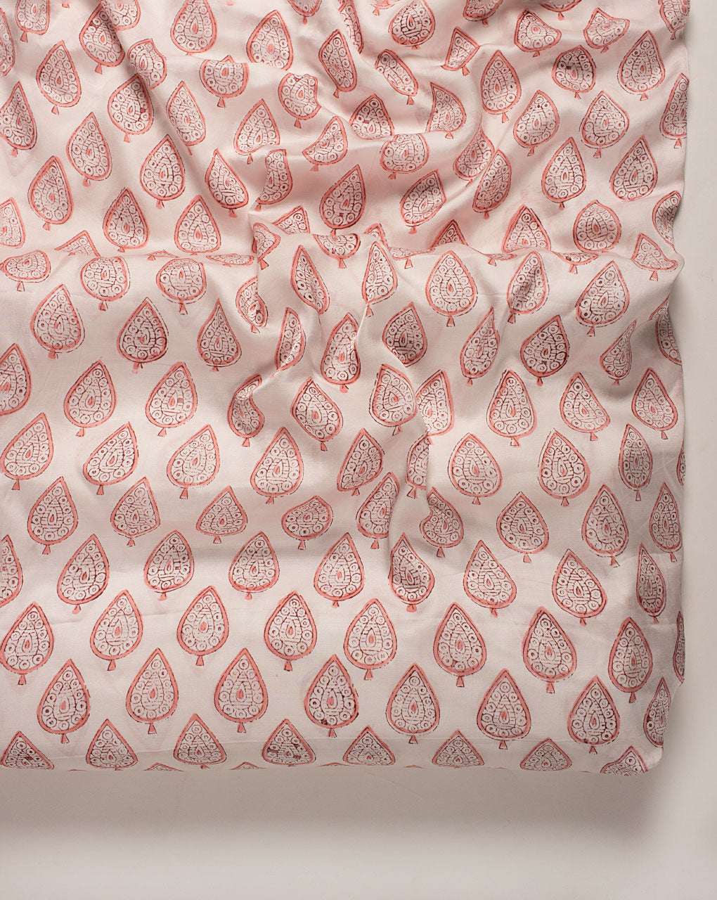 ( Pre Cut 60 CM ) Pink City Theme Hand Block Modal Satin Fabric