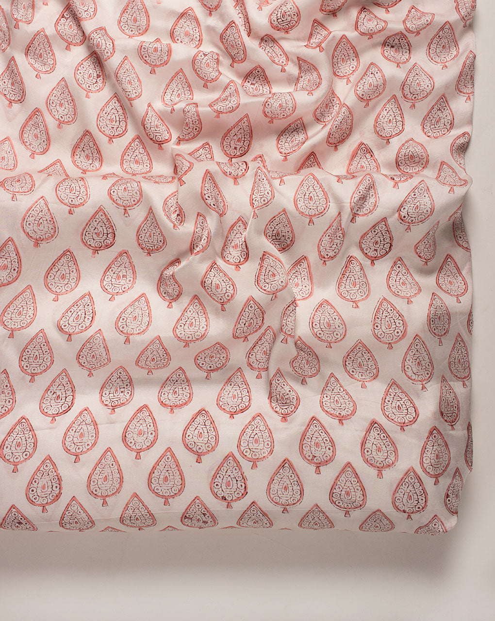 ( Pre Cut 80 CM ) Pink City Theme Hand Block Modal Satin Fabric