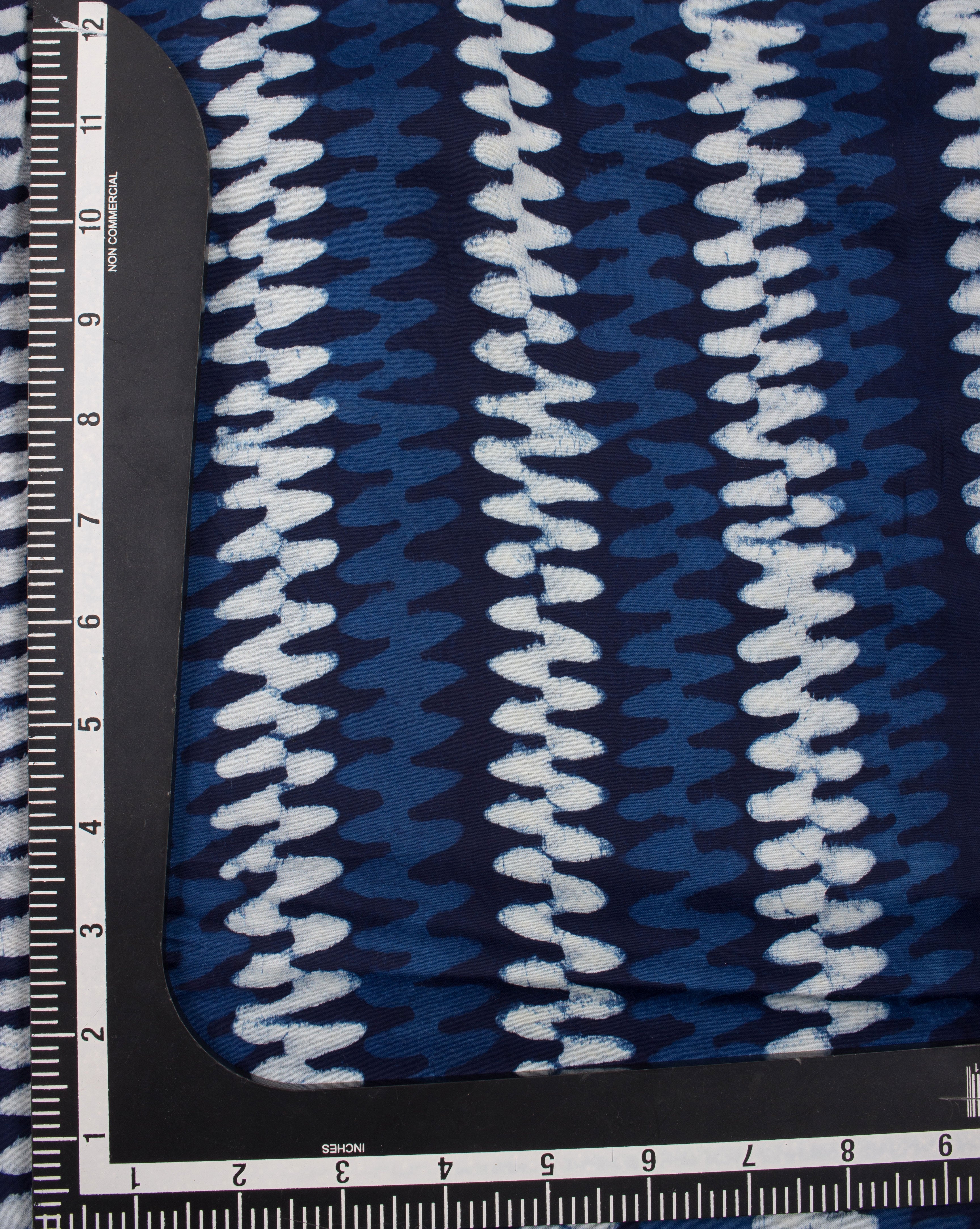 Chevron Indigo Hand Block Modal Satin Fabric - Fabriclore.com
