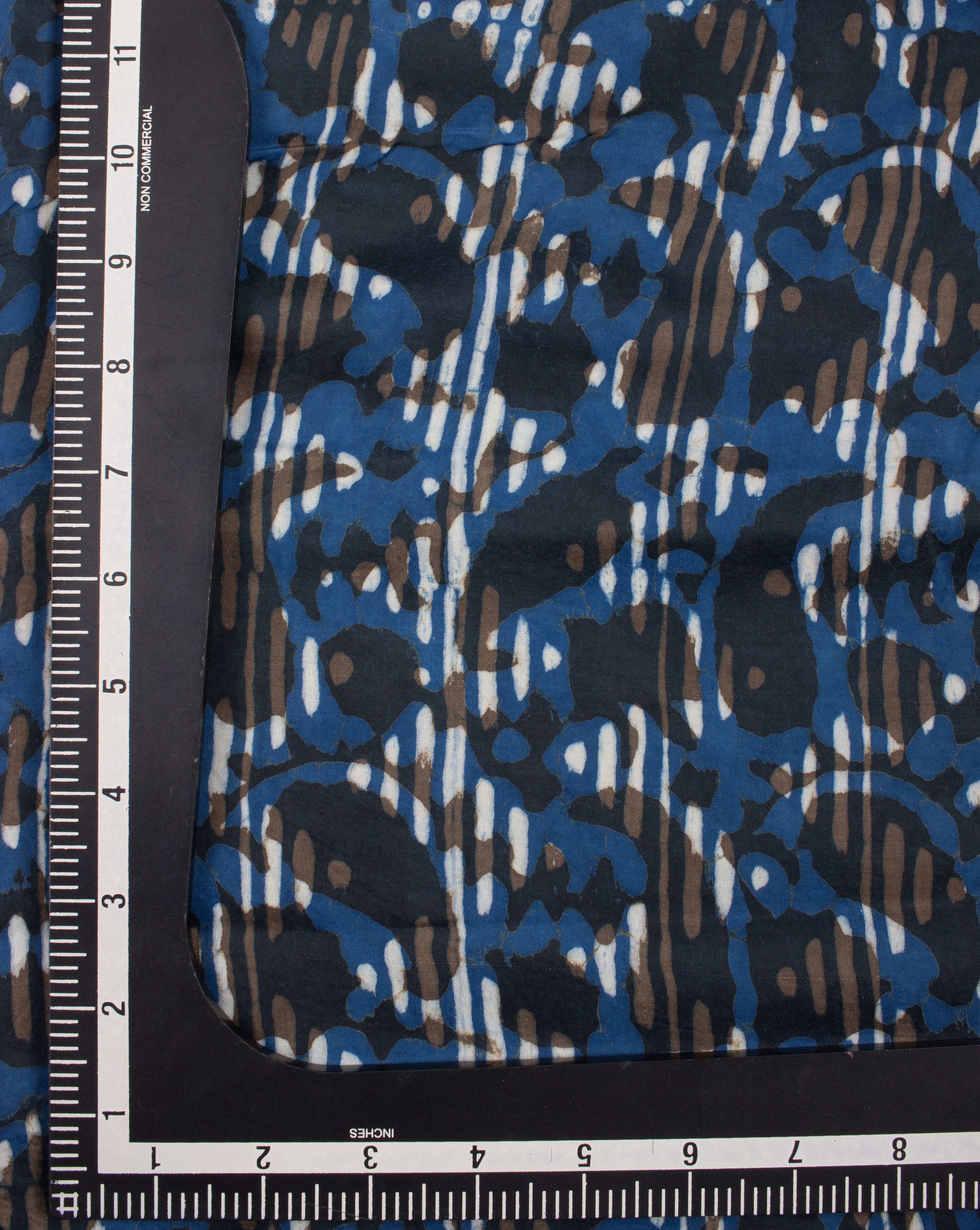 Paisley Dabu Indigo Hand Block Modal Satin Fabric - Fabriclore.com