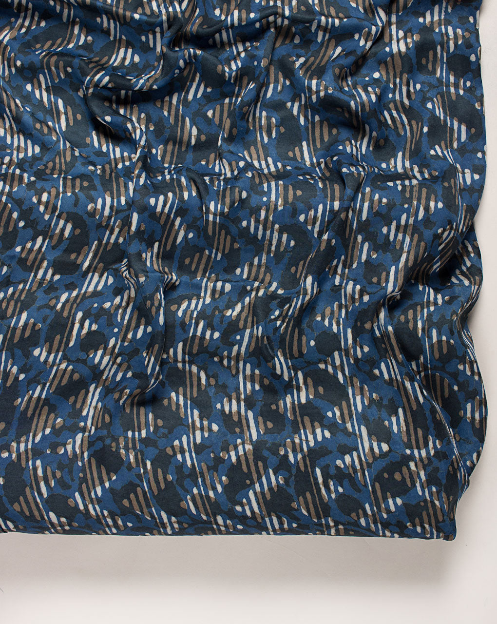 Paisley Dabu Indigo Hand Block Modal Satin Fabric