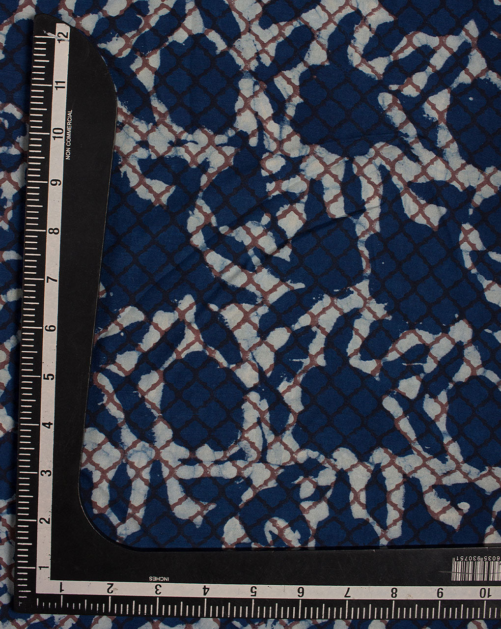 ( Pre Cut 1.5 MTR ) Indigo Hand Block Modal Satin Fabric