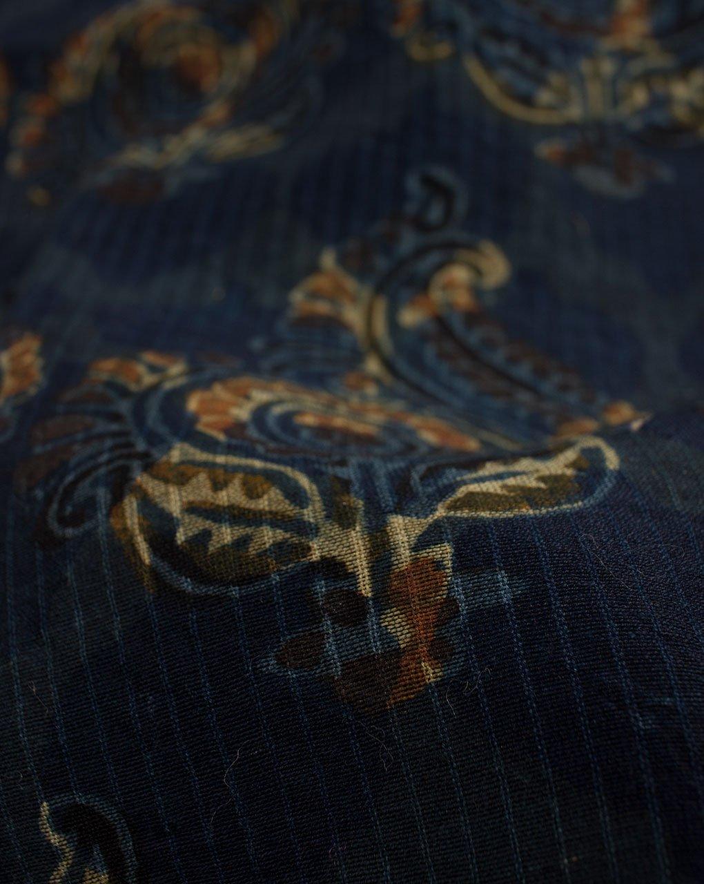 ( Pre-Cut 1 MTR ) Paisley Ajrak Hand Block Natural Dye Zari Border Maheshwari Silk Fabric - Fabriclore.com