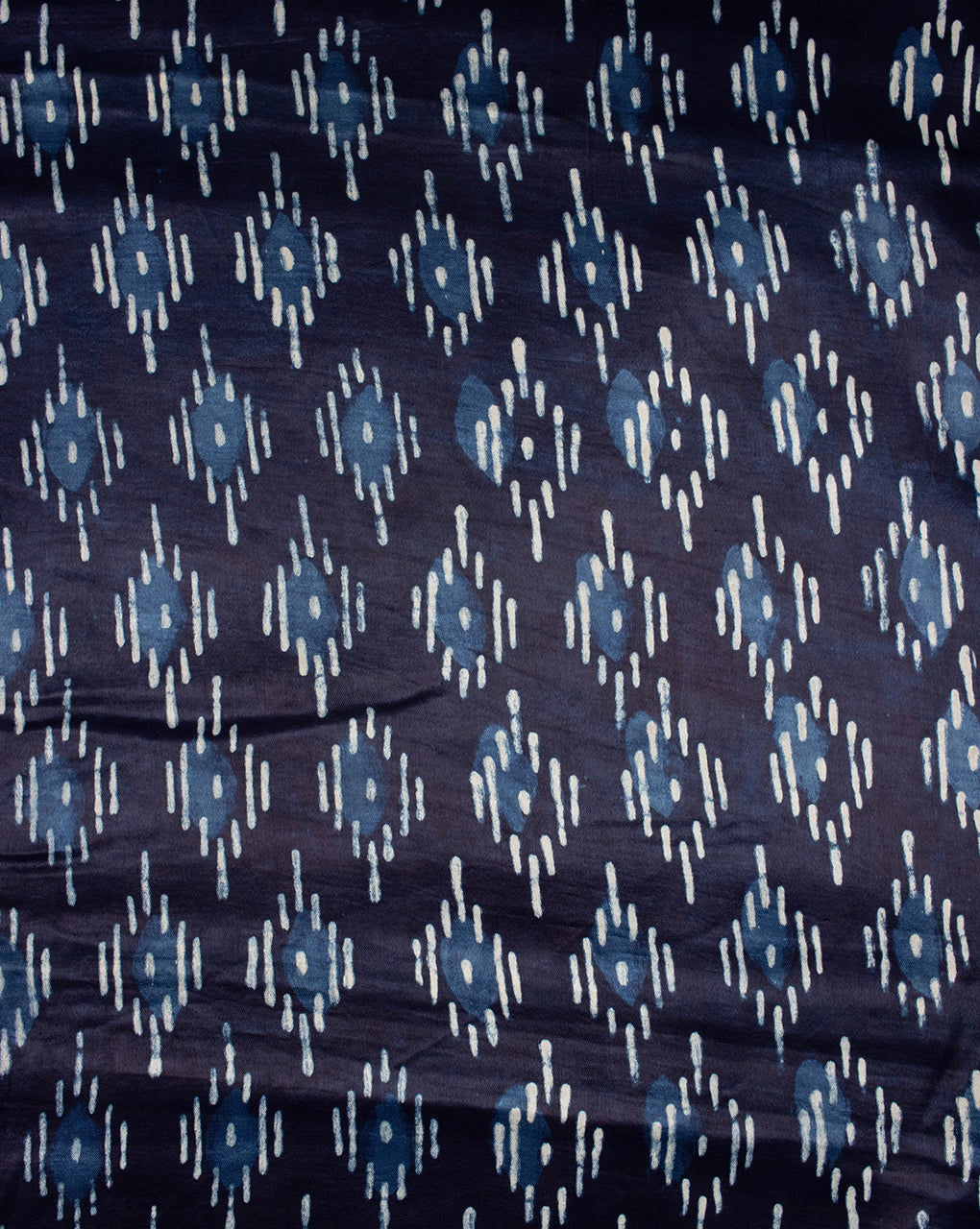 Indigo Hand Block Mashru Silk Fabric - Fabriclore.com