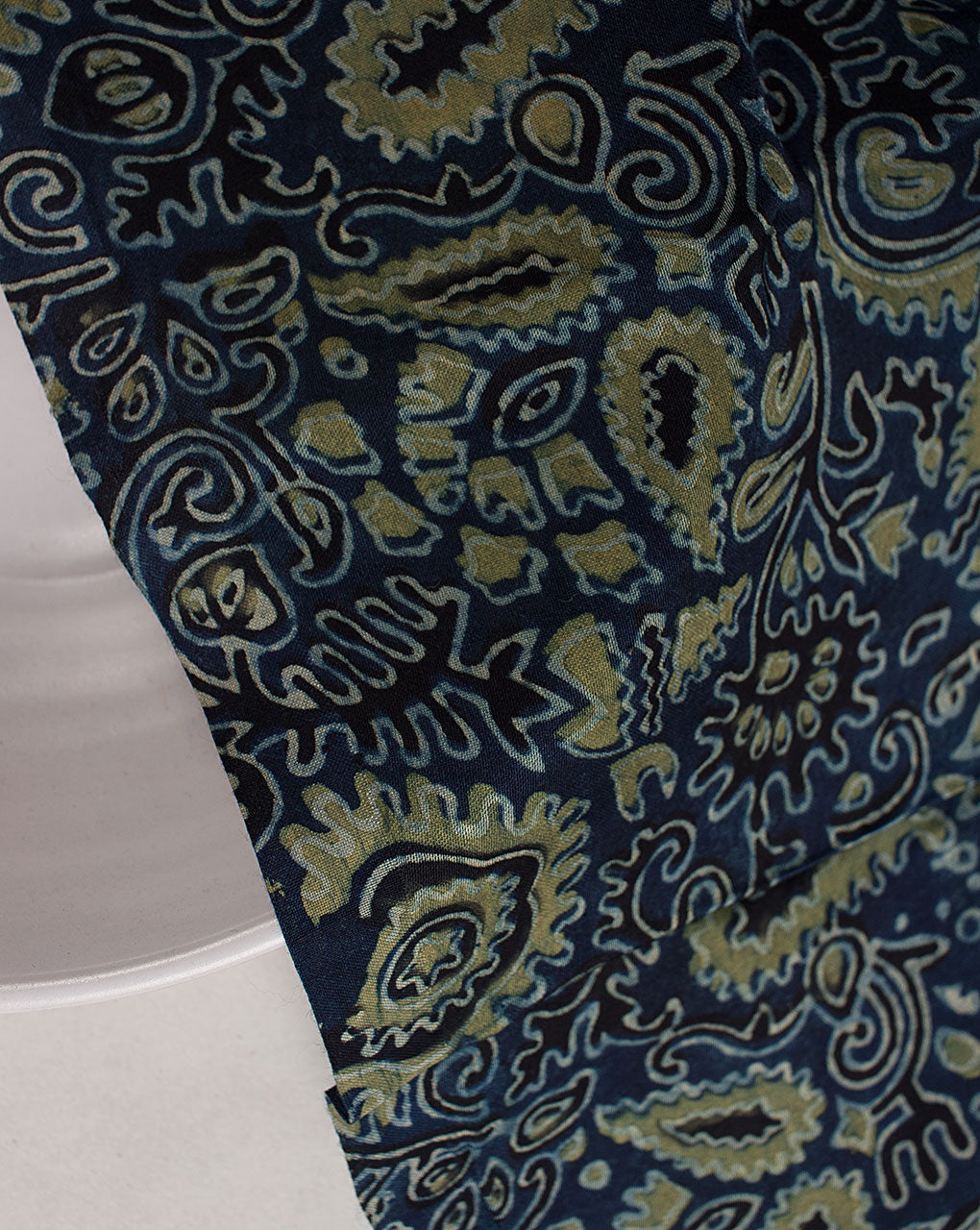 ( Pre Cut 90 CM ) Natural Dye Ajrak Hand Block Modal Satin Fabric