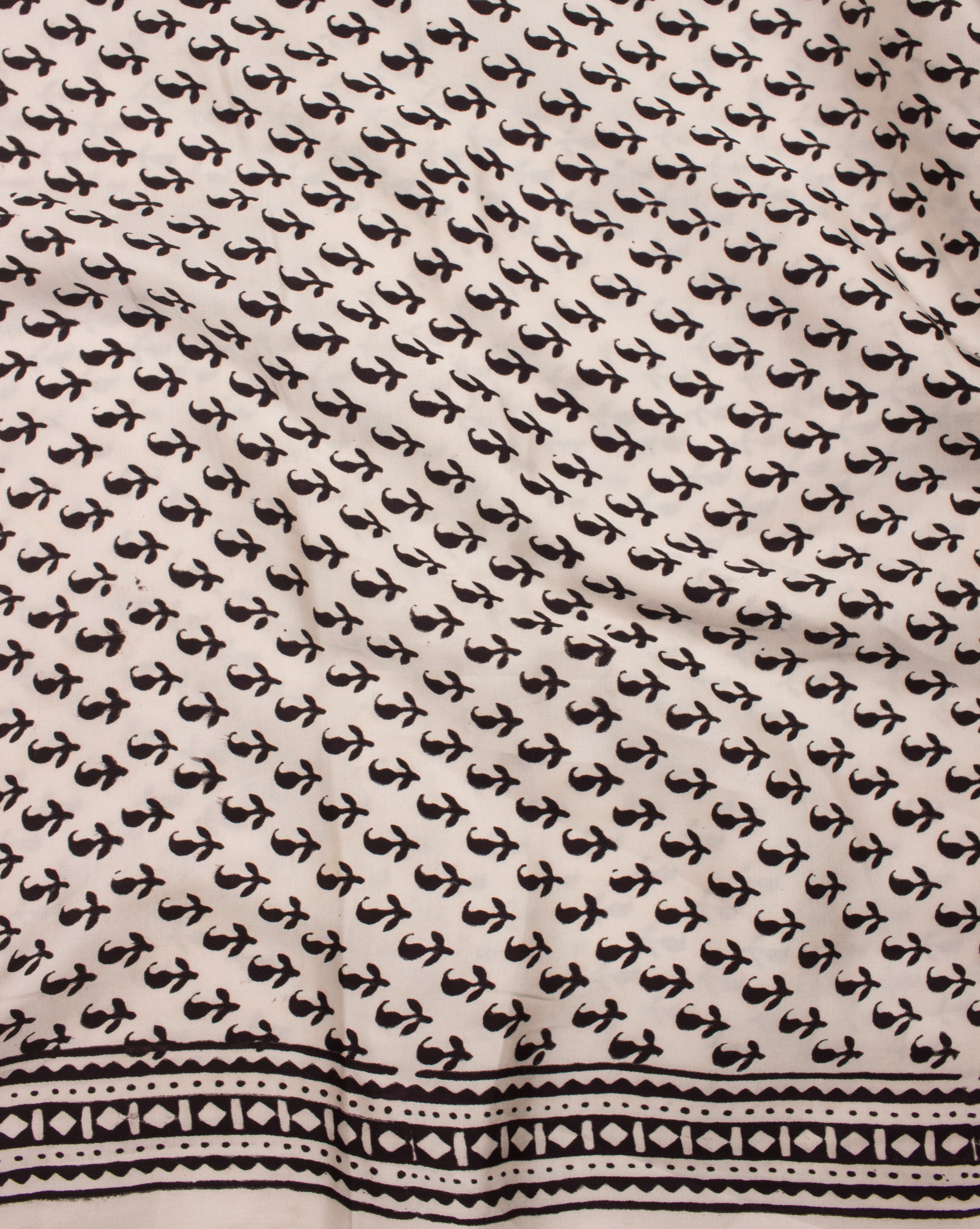 Booti Pattern Hand Block Bagh Print Modal Satin Fabric - Fabriclore.com