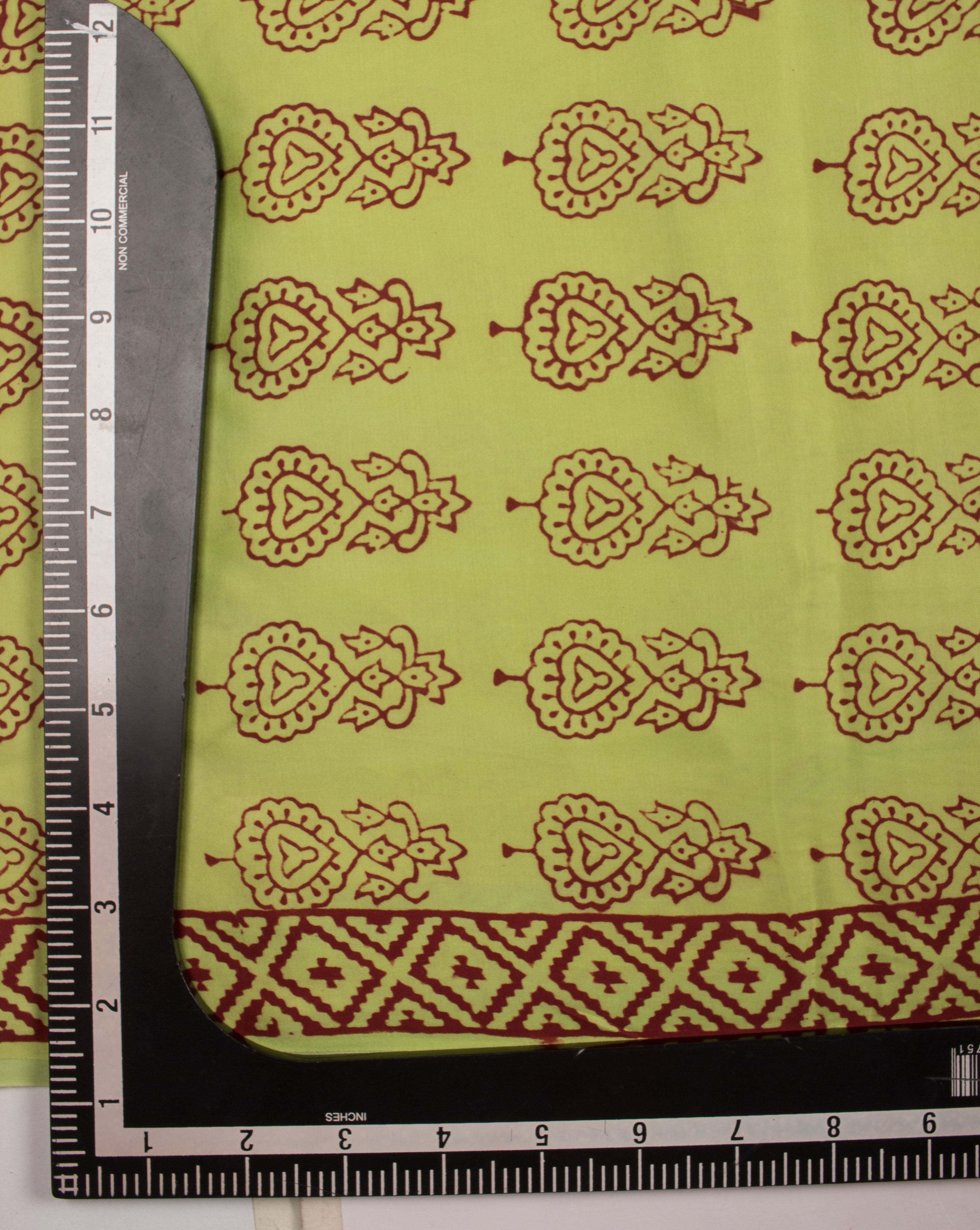 Floral Pattern Hand Block Bagh Print Modal Satin Fabric - Fabriclore.com