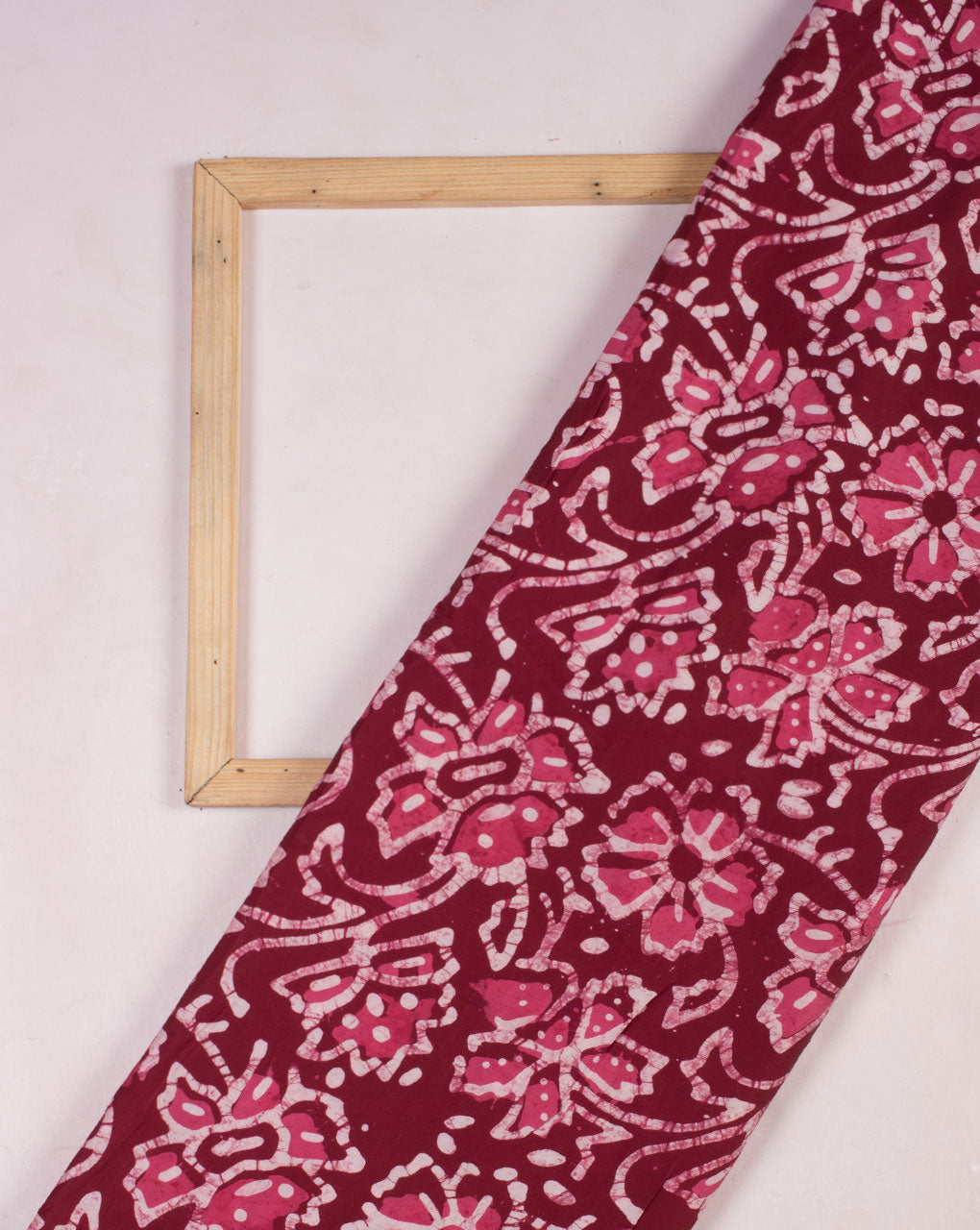 Floral Pattern Hand Block Wax Batik Modal Satin Fabric - Fabriclore.com