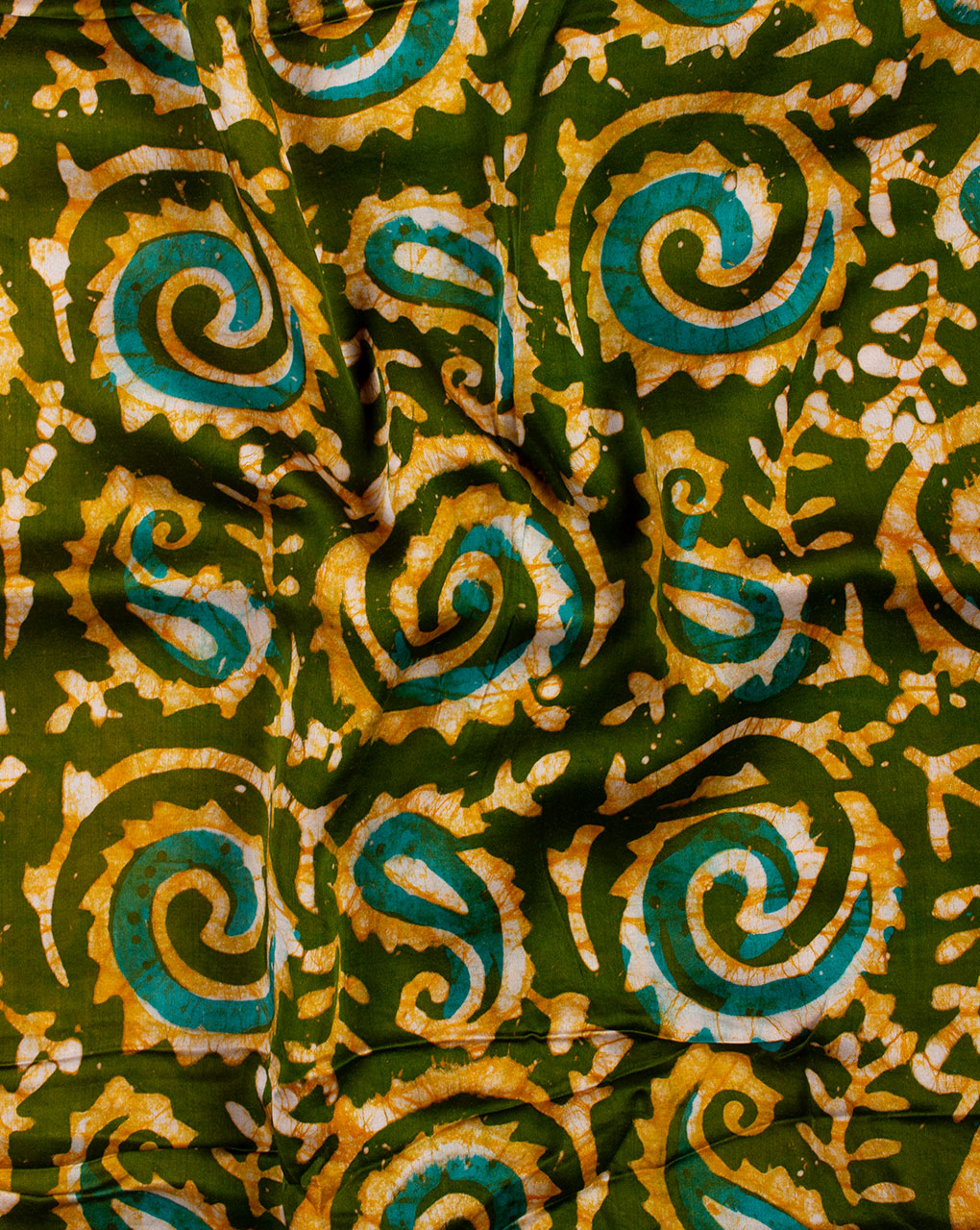 Paisley Pattern Hand Block Wax Batik Modal Satin Fabric - Fabriclore.com