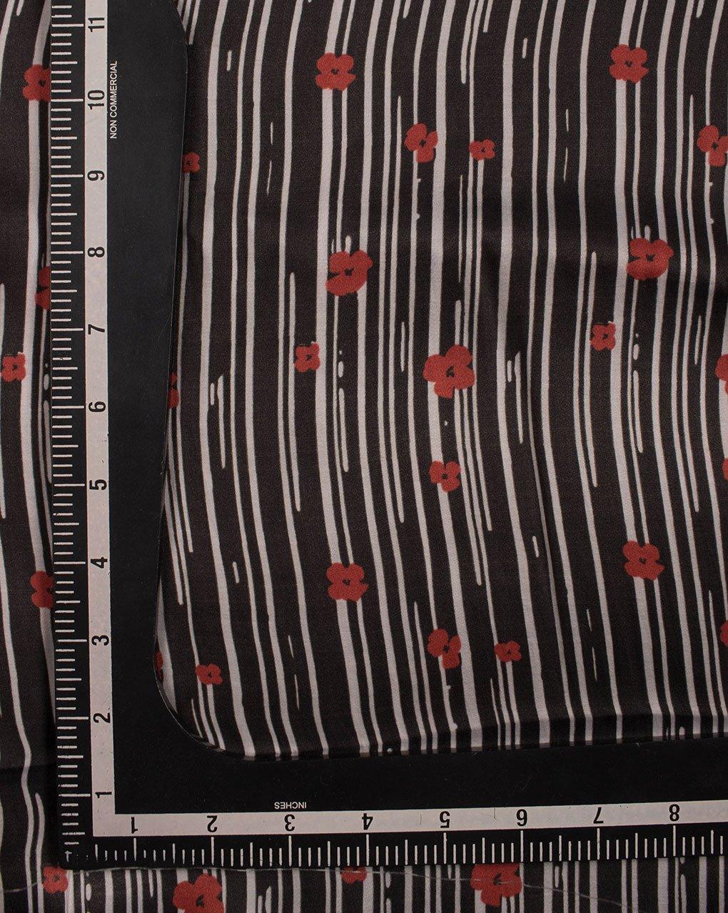 ( Pre-Cut 1.25 MTR ) Stripes Digital Print Modal Satin Fabric - Fabriclore.com