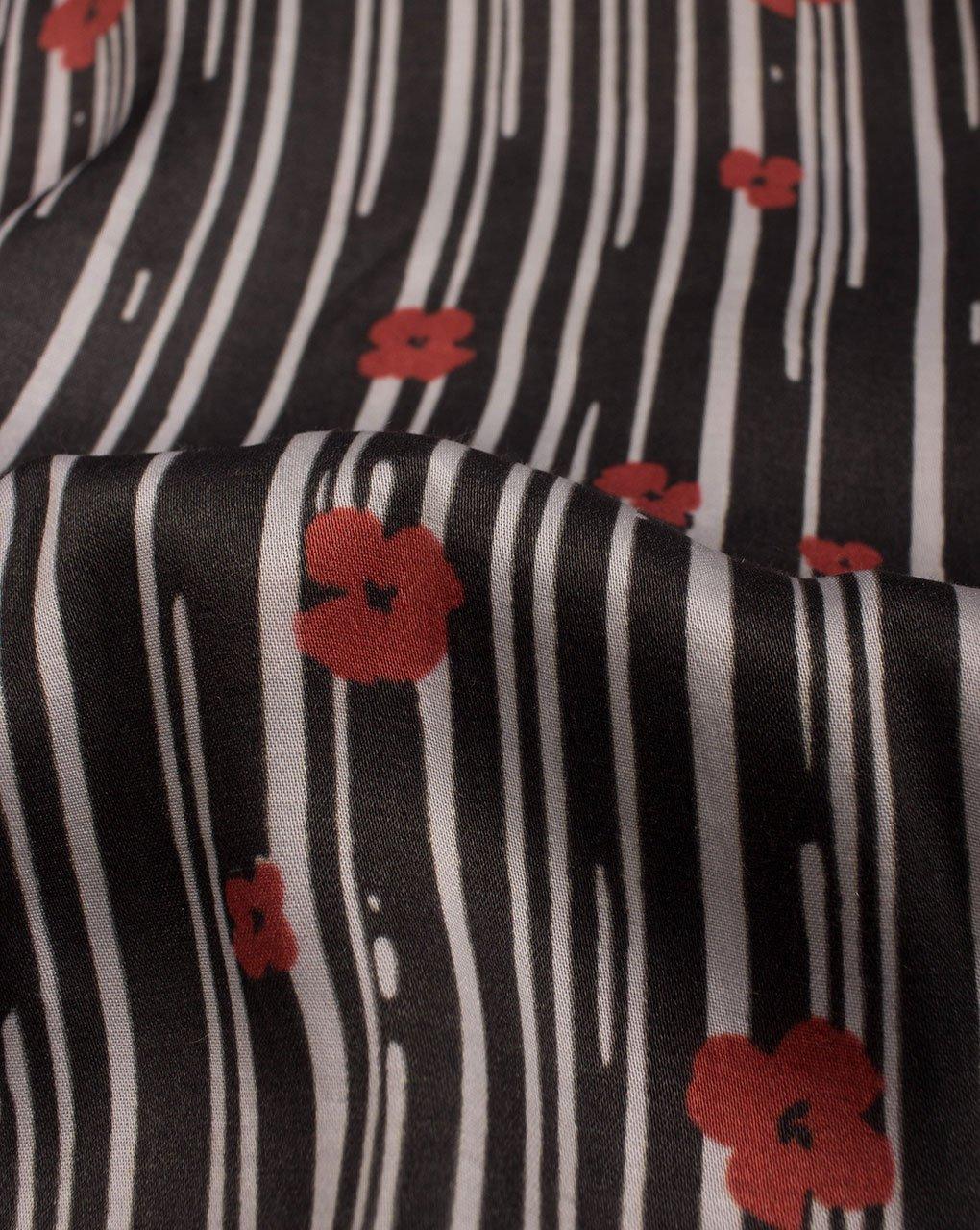 ( Pre-Cut 1.25 MTR ) Stripes Digital Print Modal Satin Fabric - Fabriclore.com