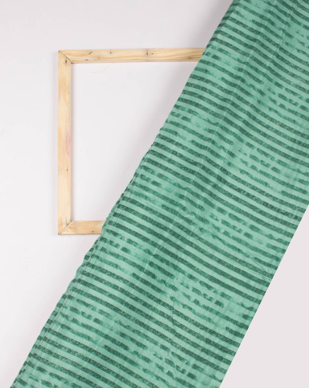 Sage Green Brown Stripes Discharge Screen Print Muslin Fabric - Fabriclore.com