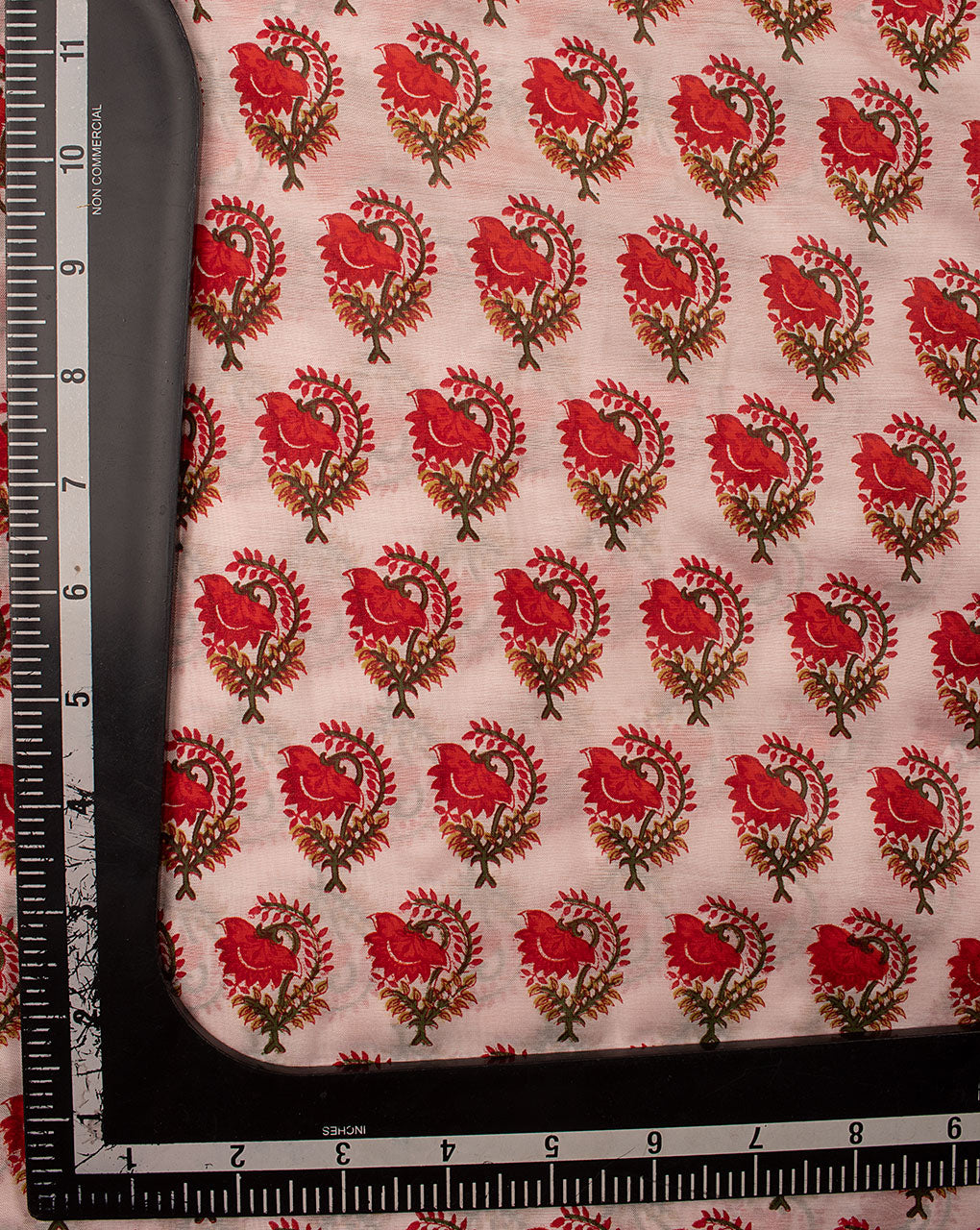 White Red Booti Pattern Digital Print Viscose Muslin Fabric - Fabriclore.com