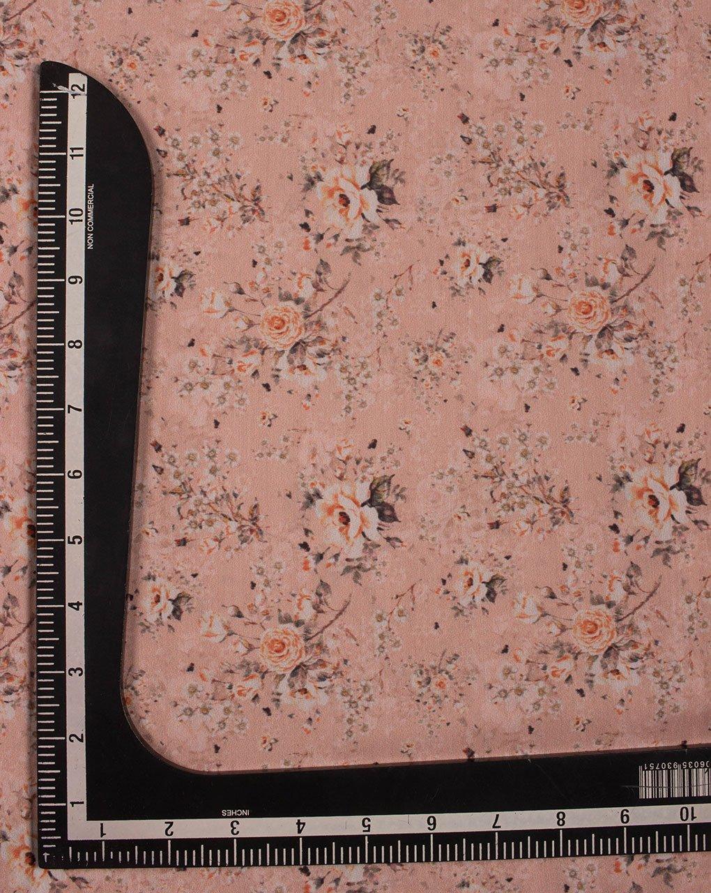 ( Pre-Cut 1 MTR ) Floral Digital Print Poly Muslin Fabric - Fabriclore.com