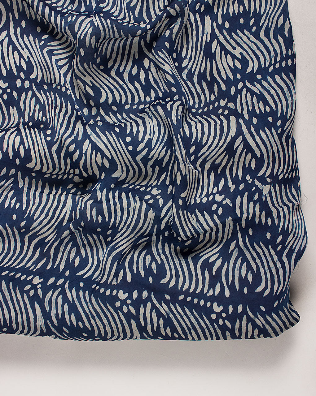 ( Pre Cut 95 CM ) Indigo Hand Block Organza Satin Fabric