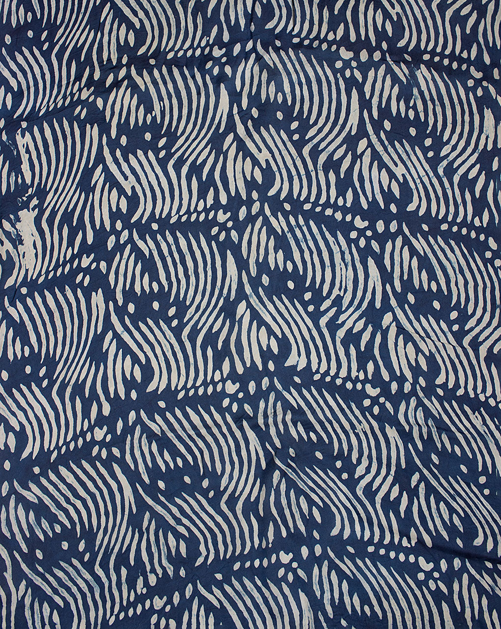 Indigo Hand Block Organza Satin Fabric