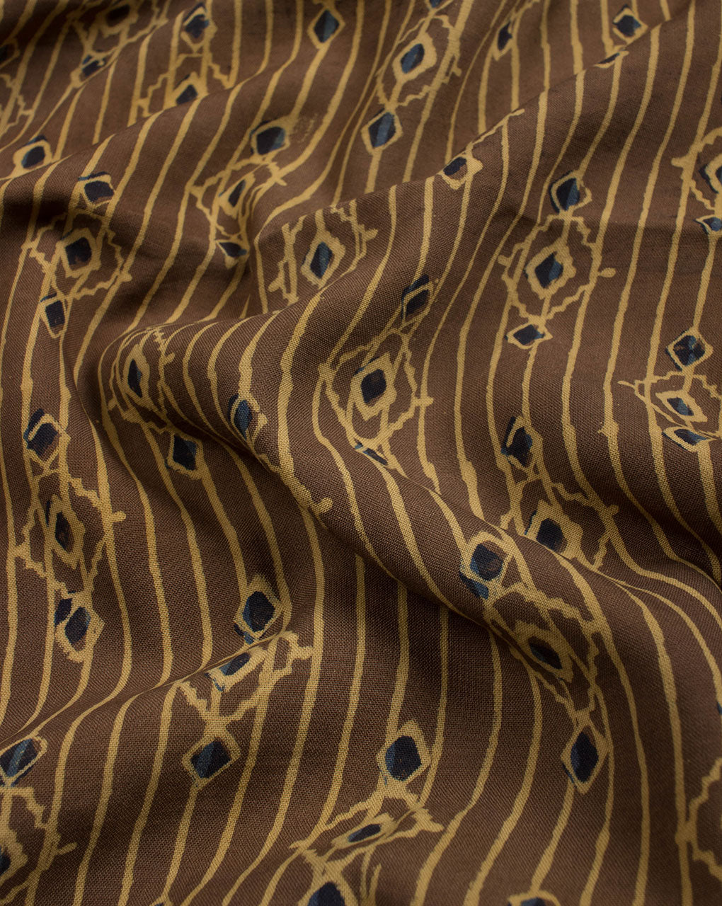Jhag Ajrak Hand Block Natural Dye Rayon Fabric ( Width 46 Inch ) - Fabriclore.com