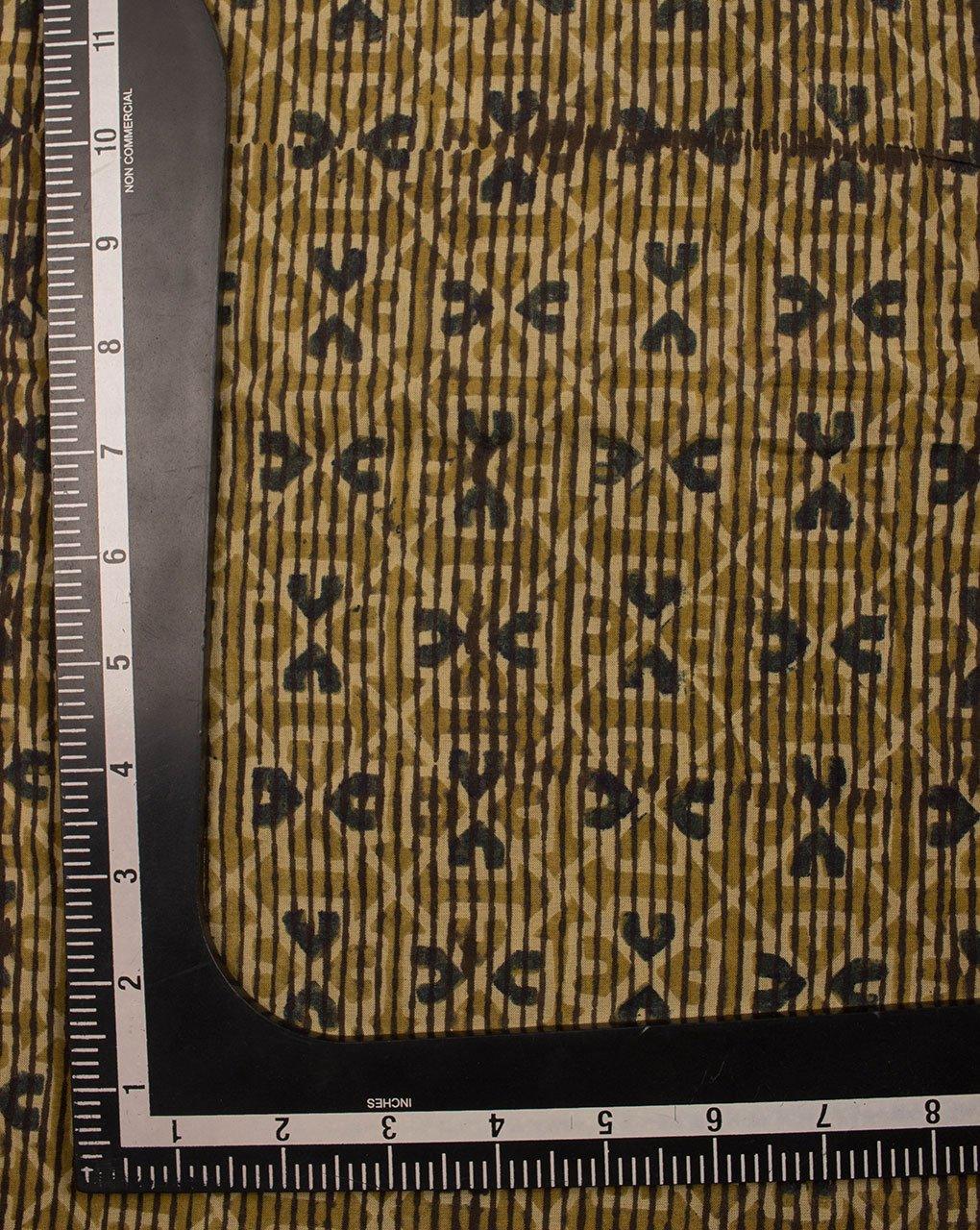 ( Pre-Cut 1.75 MTR ) Geometric Pattern Jhag Ajrak Hand Block Natural Dye Rayon Modal Fabric - Fabriclore.com