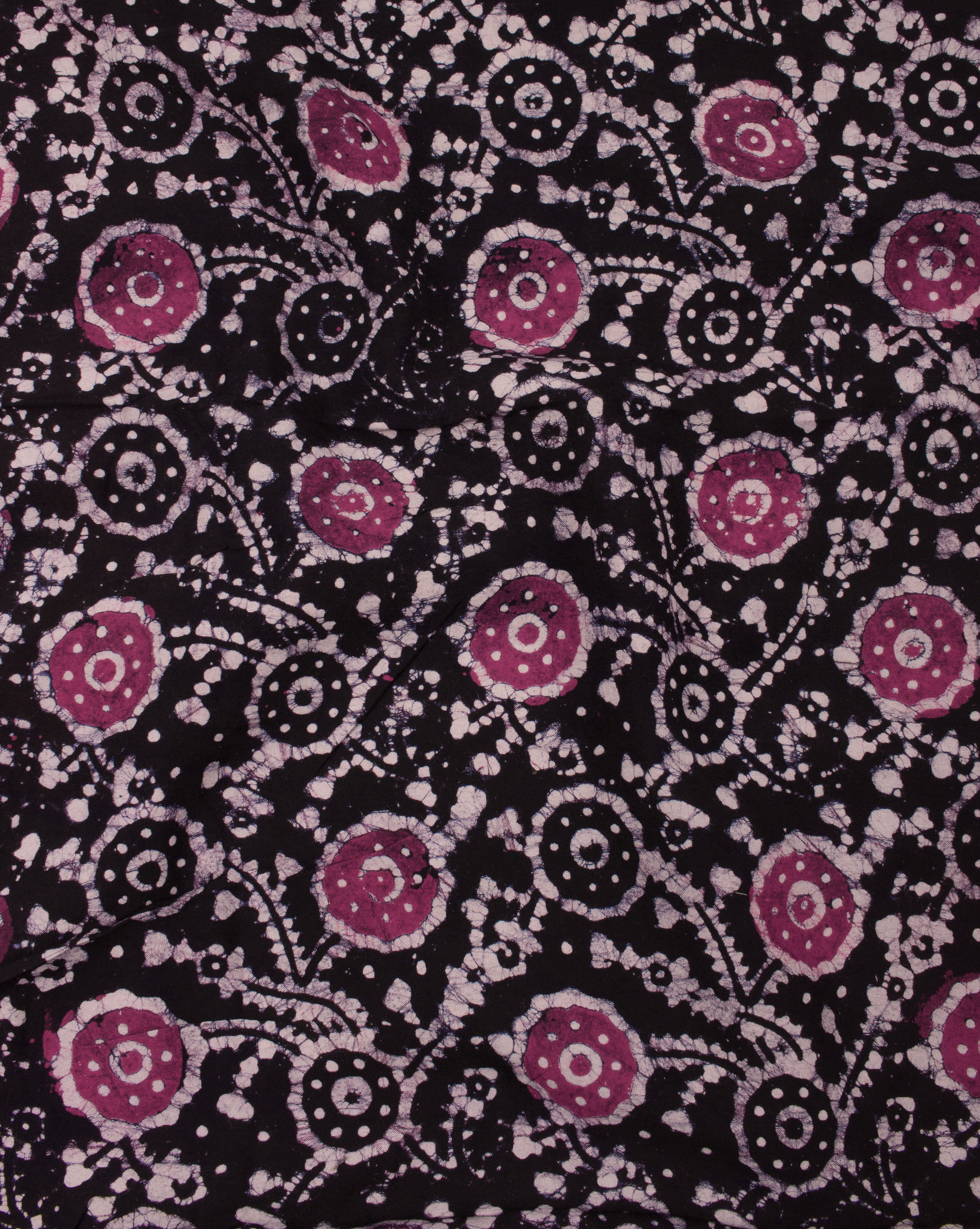 Purple Off-White Floral Wax Batik Rayon Fabric - Fabriclore.com