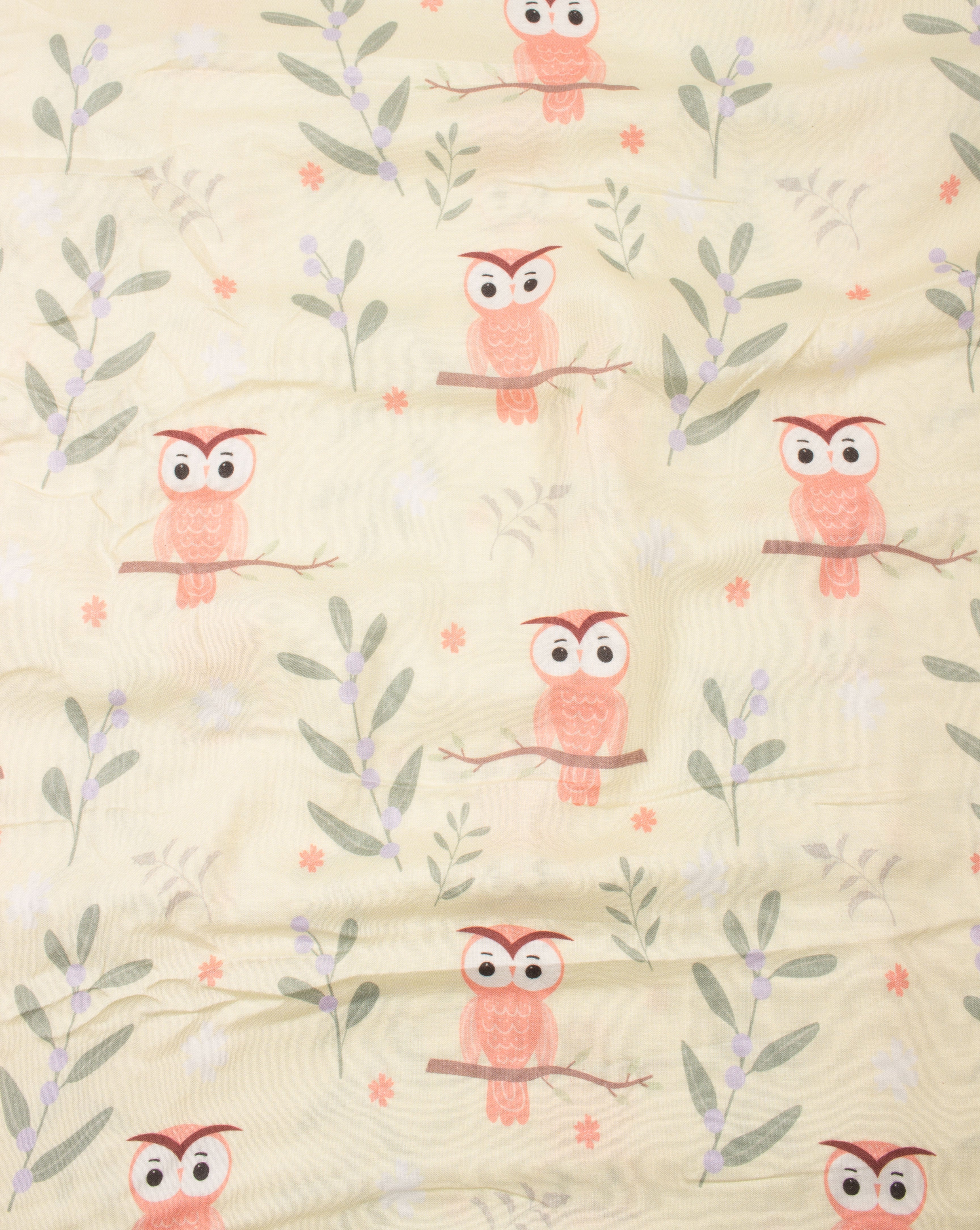 Light Yellow Salmon Creature Print Digital Kids Print Rayon Fabric - Fabriclore.com