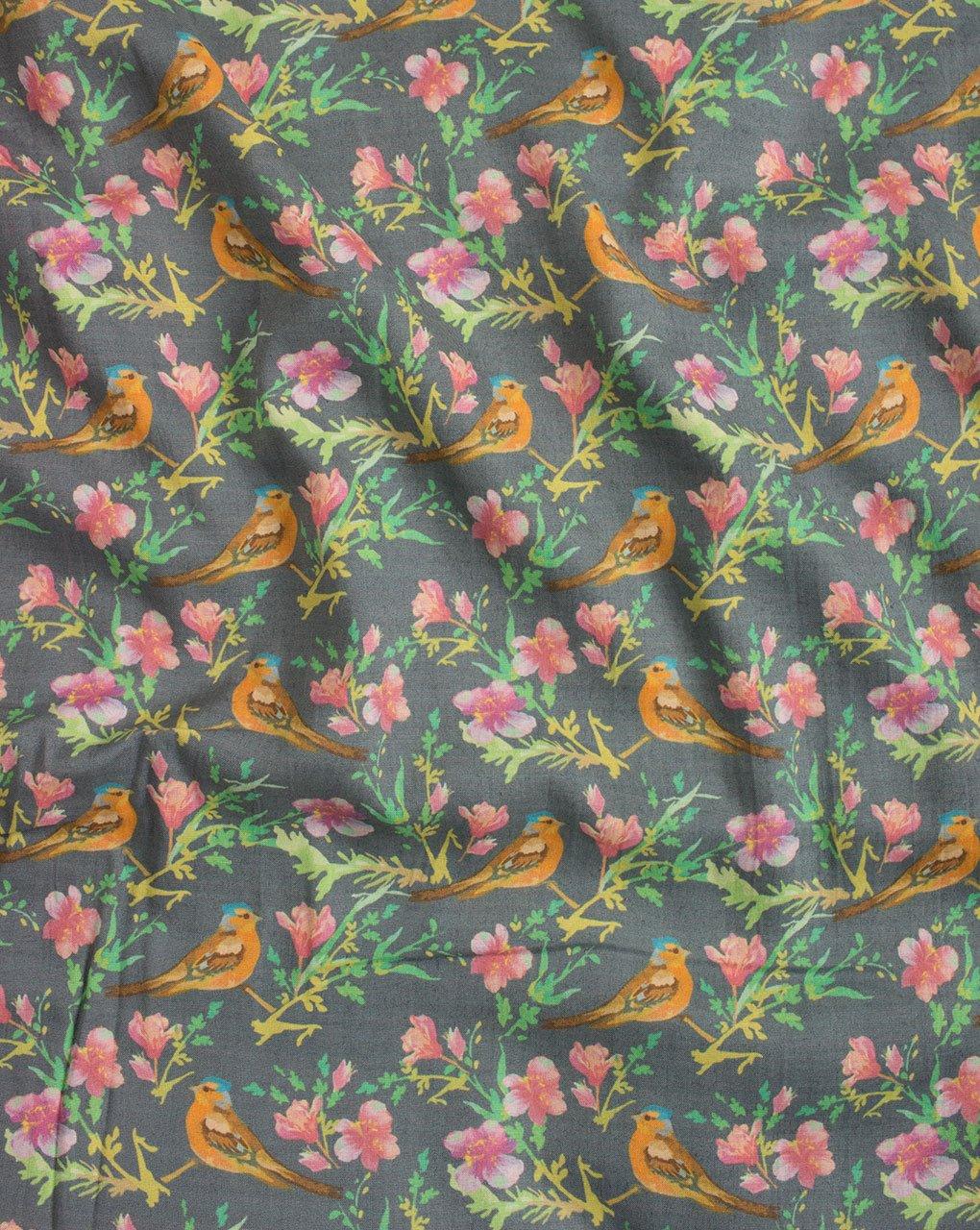 ( Pre-Cut 1.5 MTR ) Floral Digital Print Certified Antimicrobial Rayon Fabric - Fabriclore.com